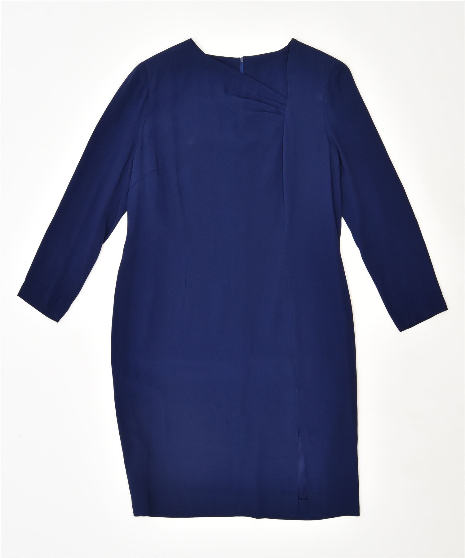 Image of VINTAGE Womens Long Sleeve Sheath Dress UK 16 Large Navy Blue