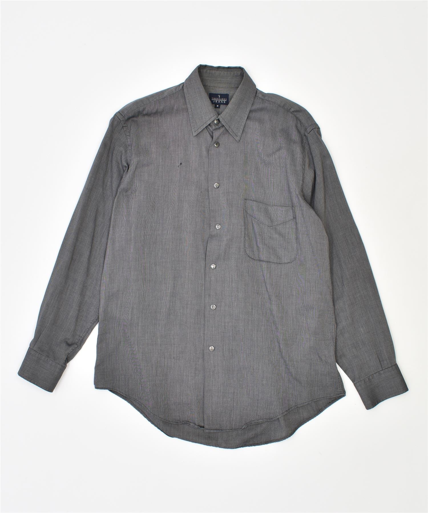 Image of TRUSSARDI Mens Shirt Medium Grey Cotton