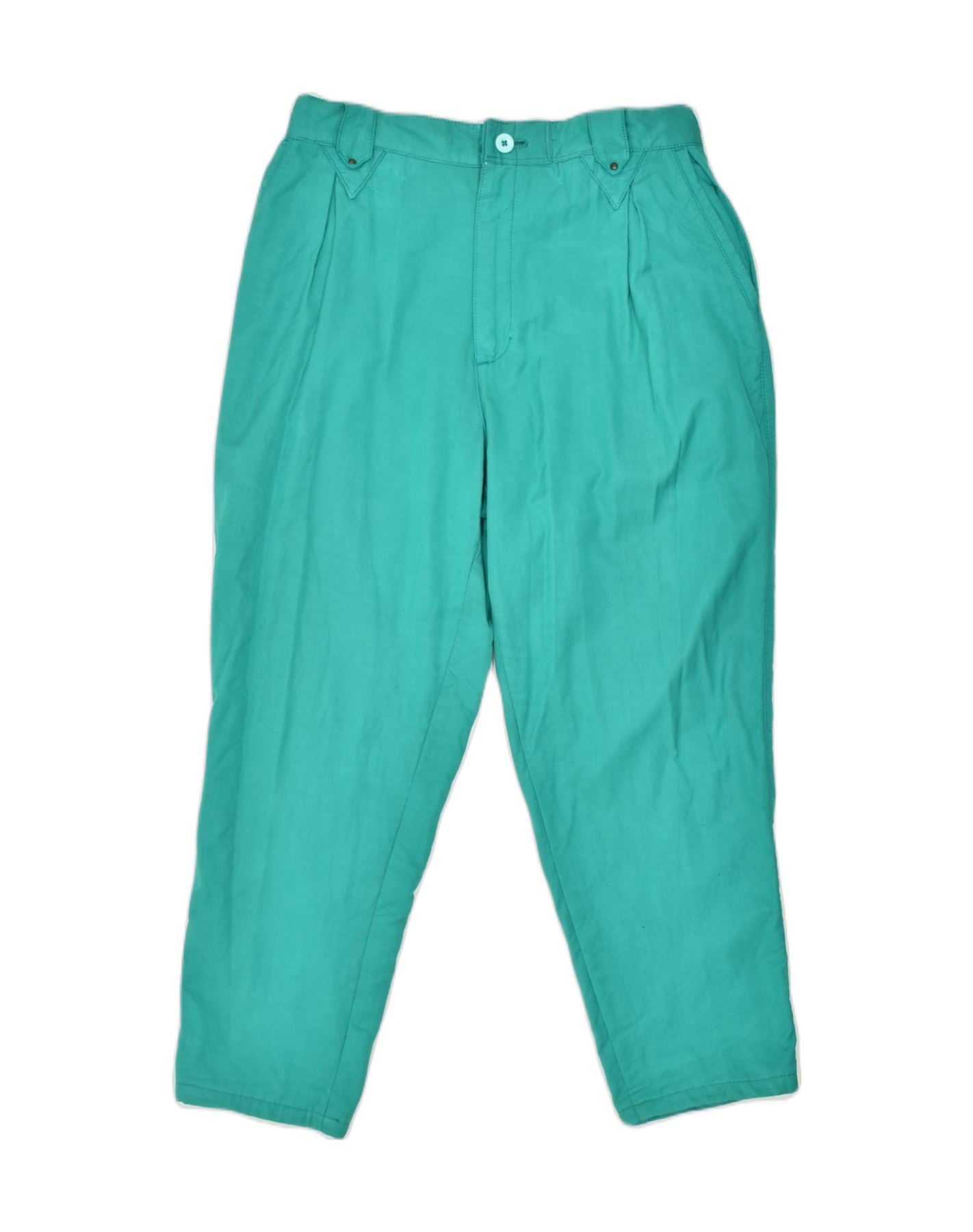 image of VINTAGE Womens High Waist Pegged Chino Trousers IT 48 Large W32 L27 Green