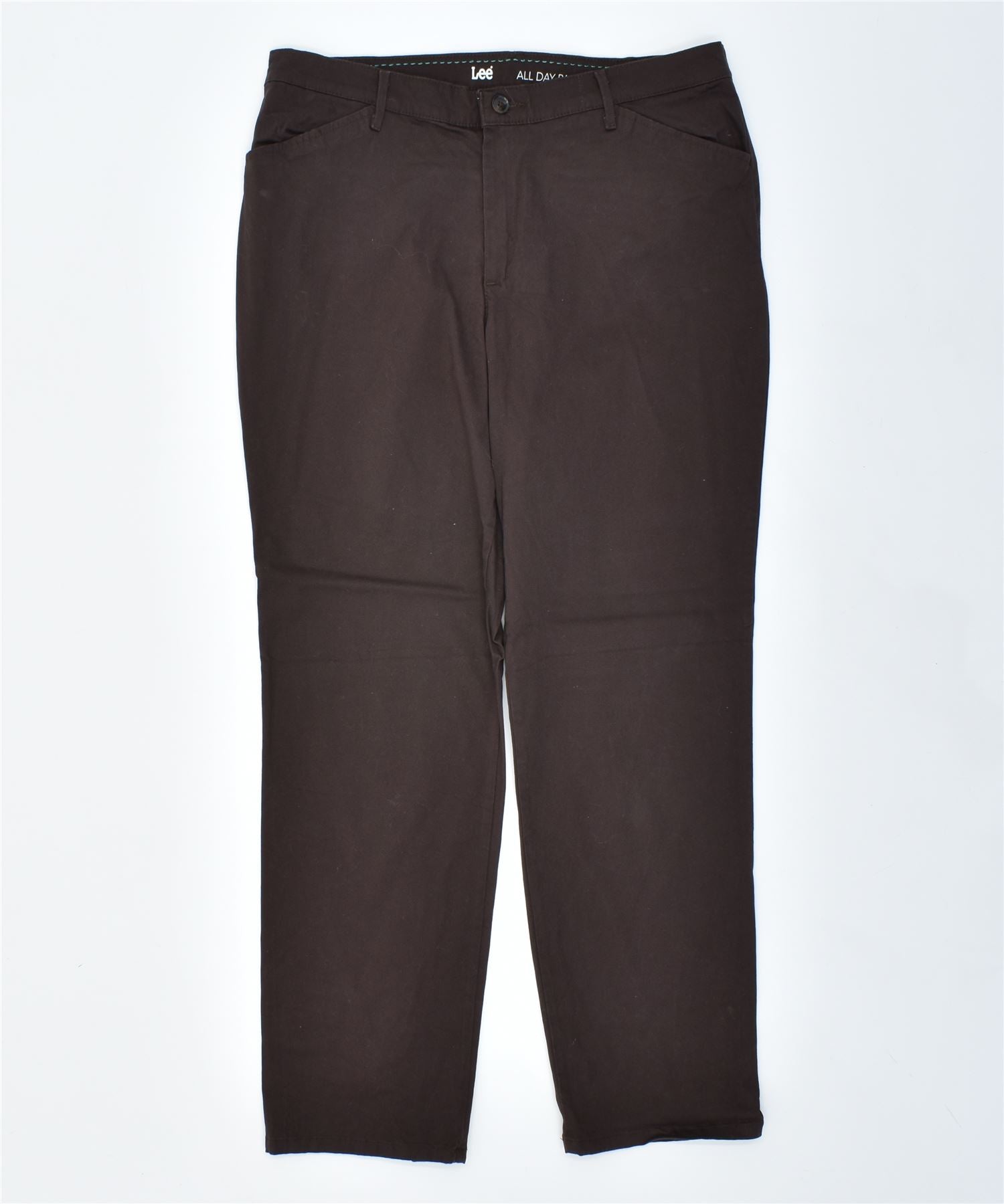 Image of LEE Womens Straight Chino Trousers W36 L30 Brown Cotton