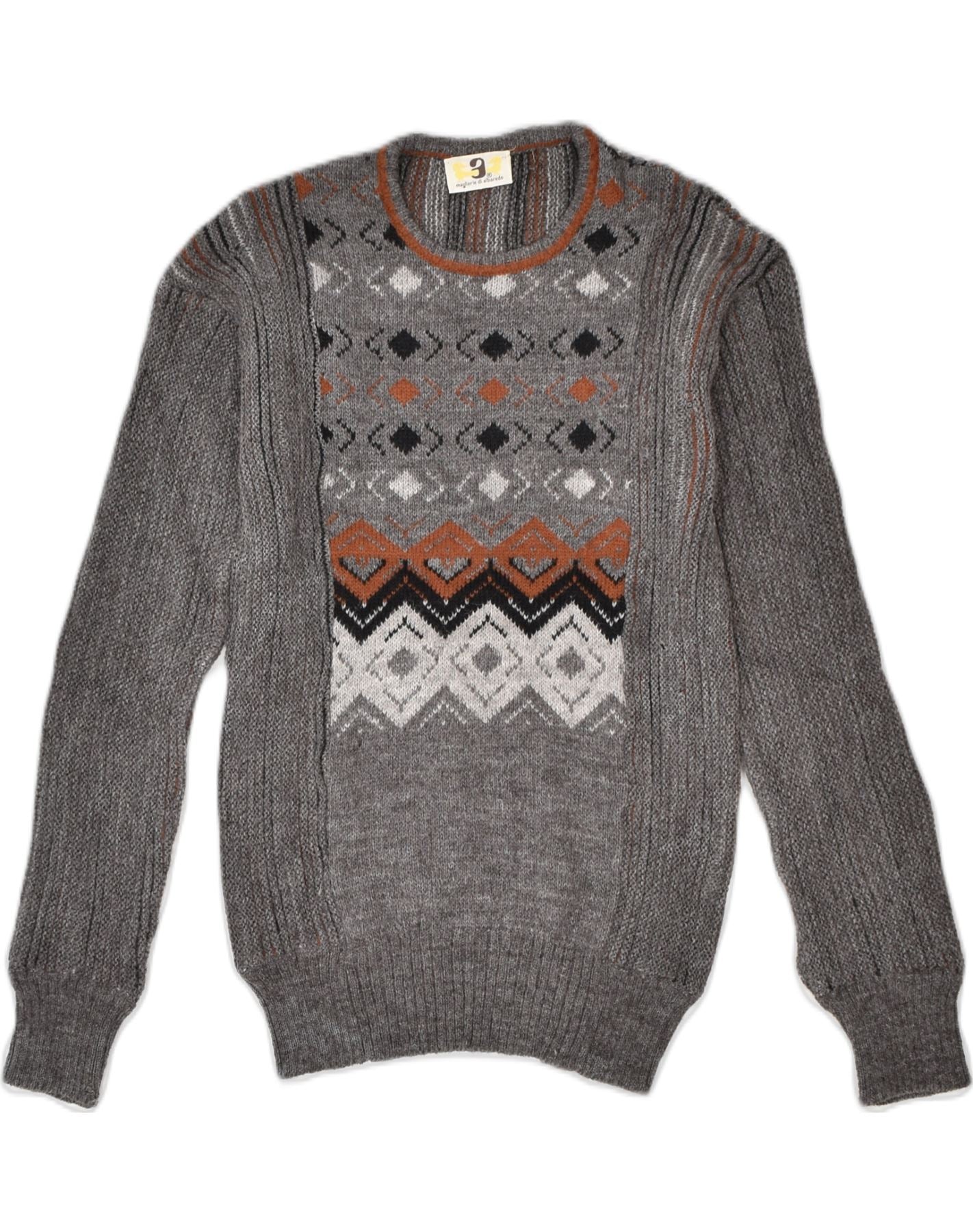 Image of VINTAGE Womens Crew Neck Jumper Sweater Small Grey Fair Isle