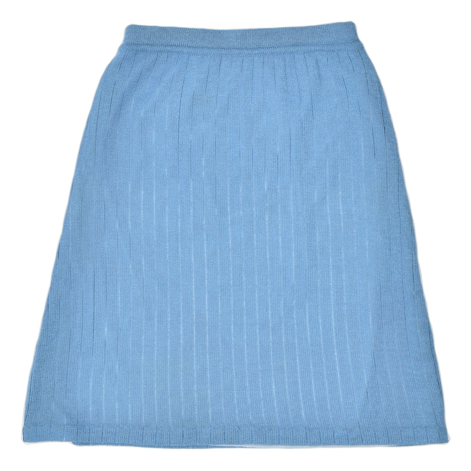 image of VINTAGE Womens Knit A-Line Skirt Small W26 Blue