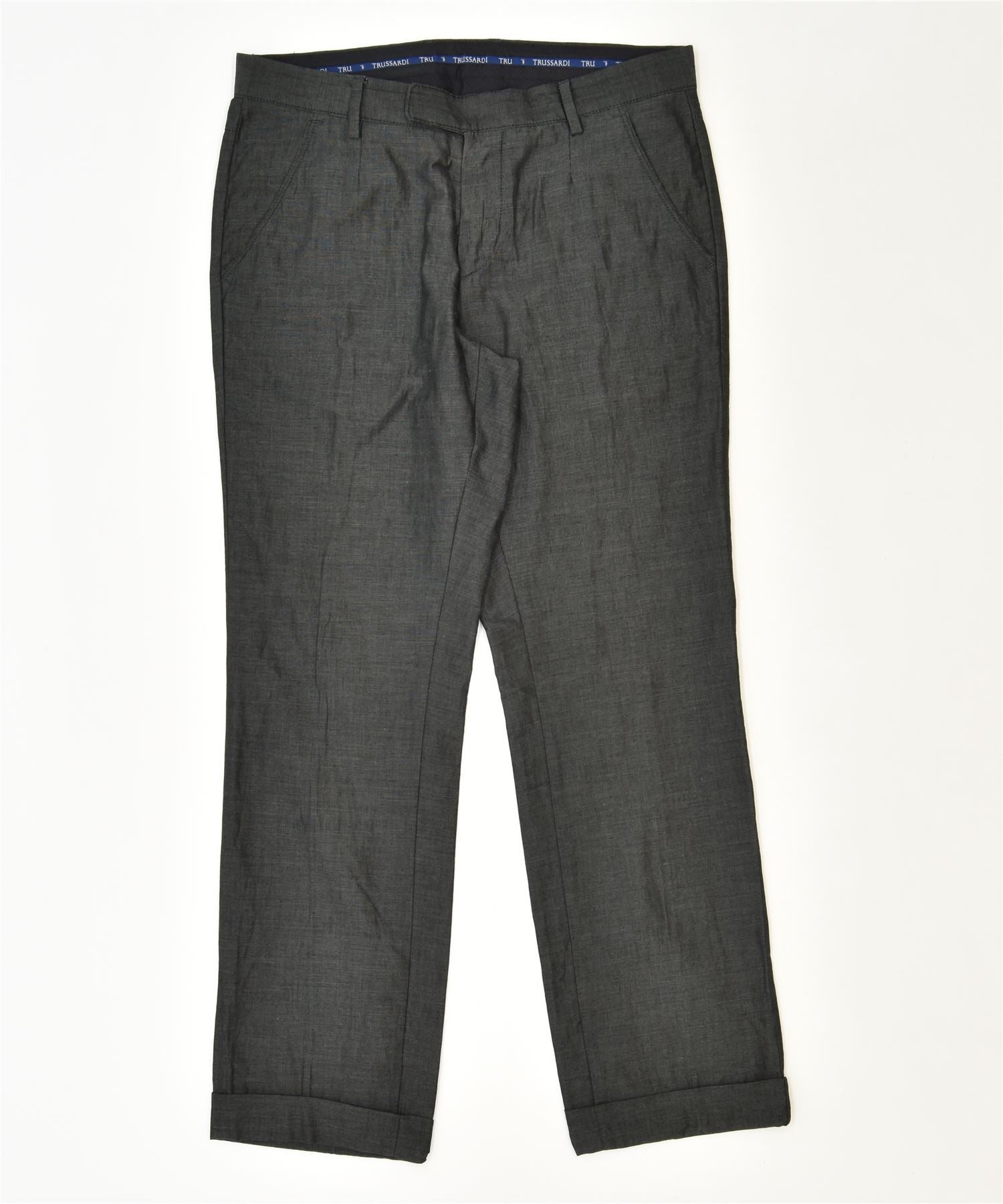 Image of TRUSSARDI Womens Slim Suit Trousers W34 L30 Grey Classic