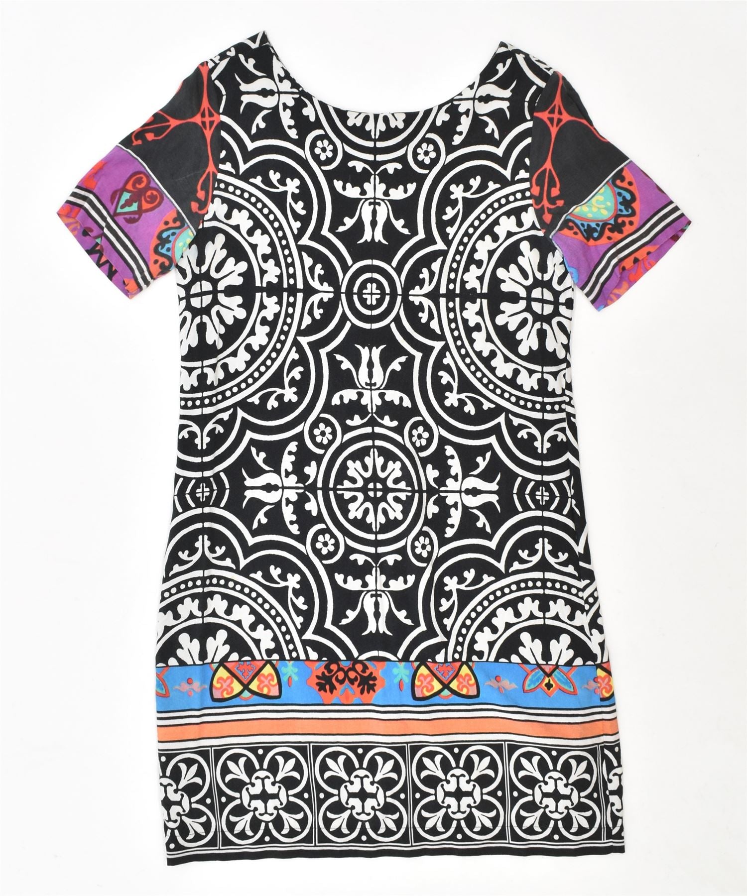 image of DESIGUAL Womens Shift Dress EU 36 Small Black Floral Viscose