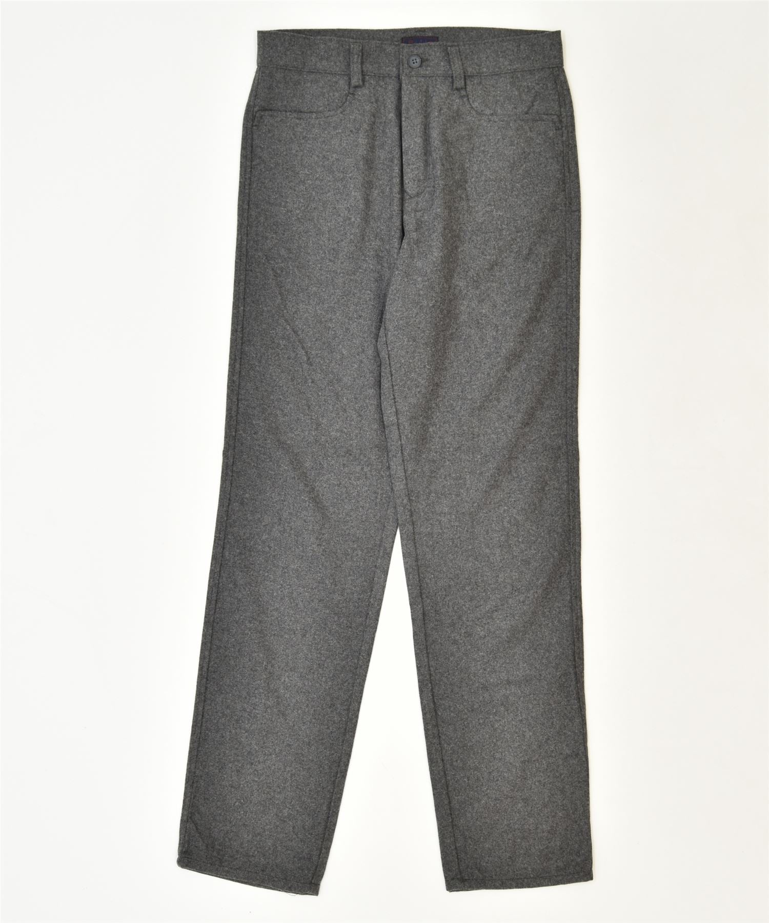 Image of RIFLE Womens Straight Casual Trousers W30 L34 Grey Wool