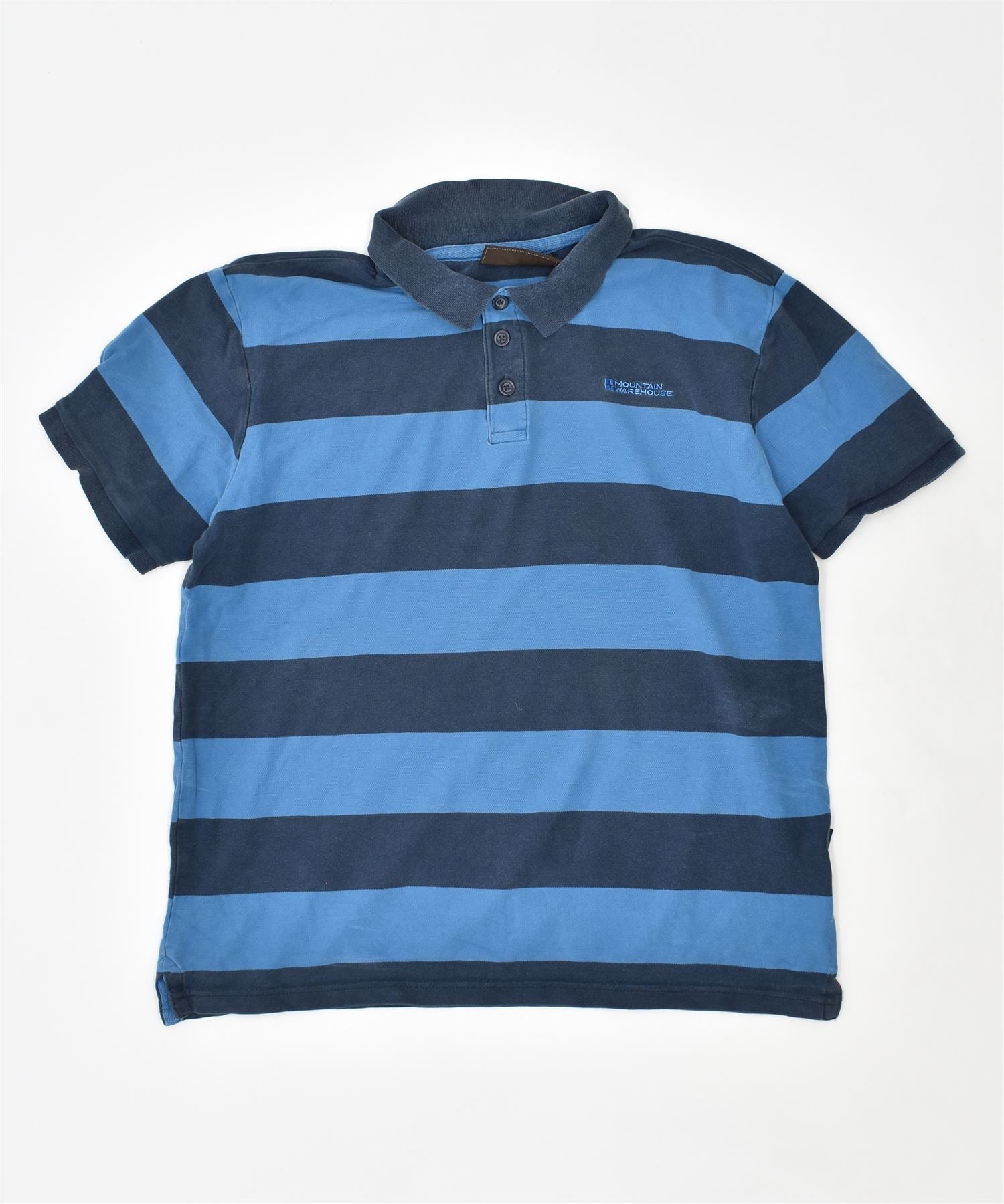 image of MOUNTAIN WAREHOUSE Mens Polo Shirt Medium Blue Striped Cotton