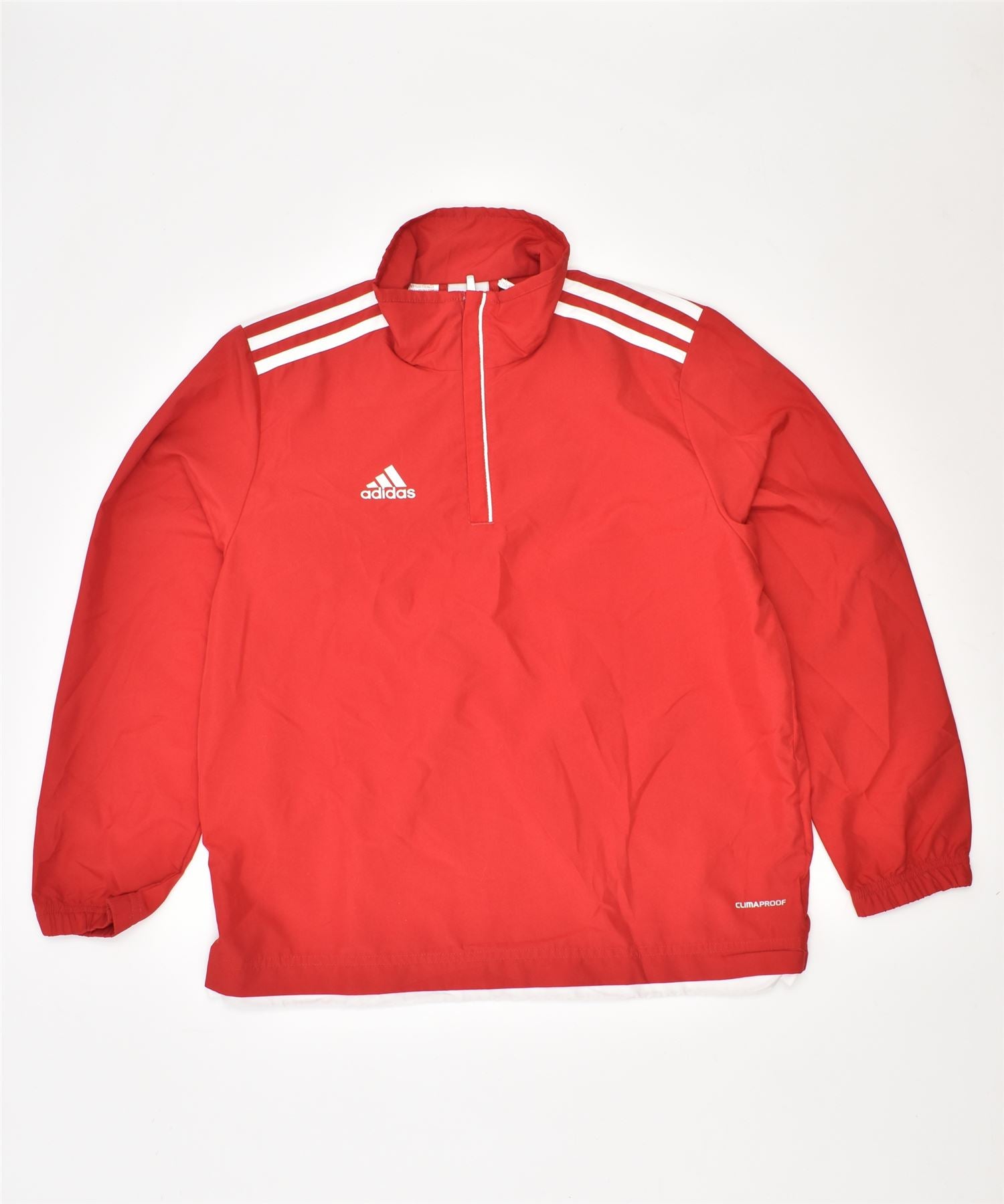 ADIDAS Boys Clima Proof Pullover Tracksuit Top 9-10 Years Red Polyester