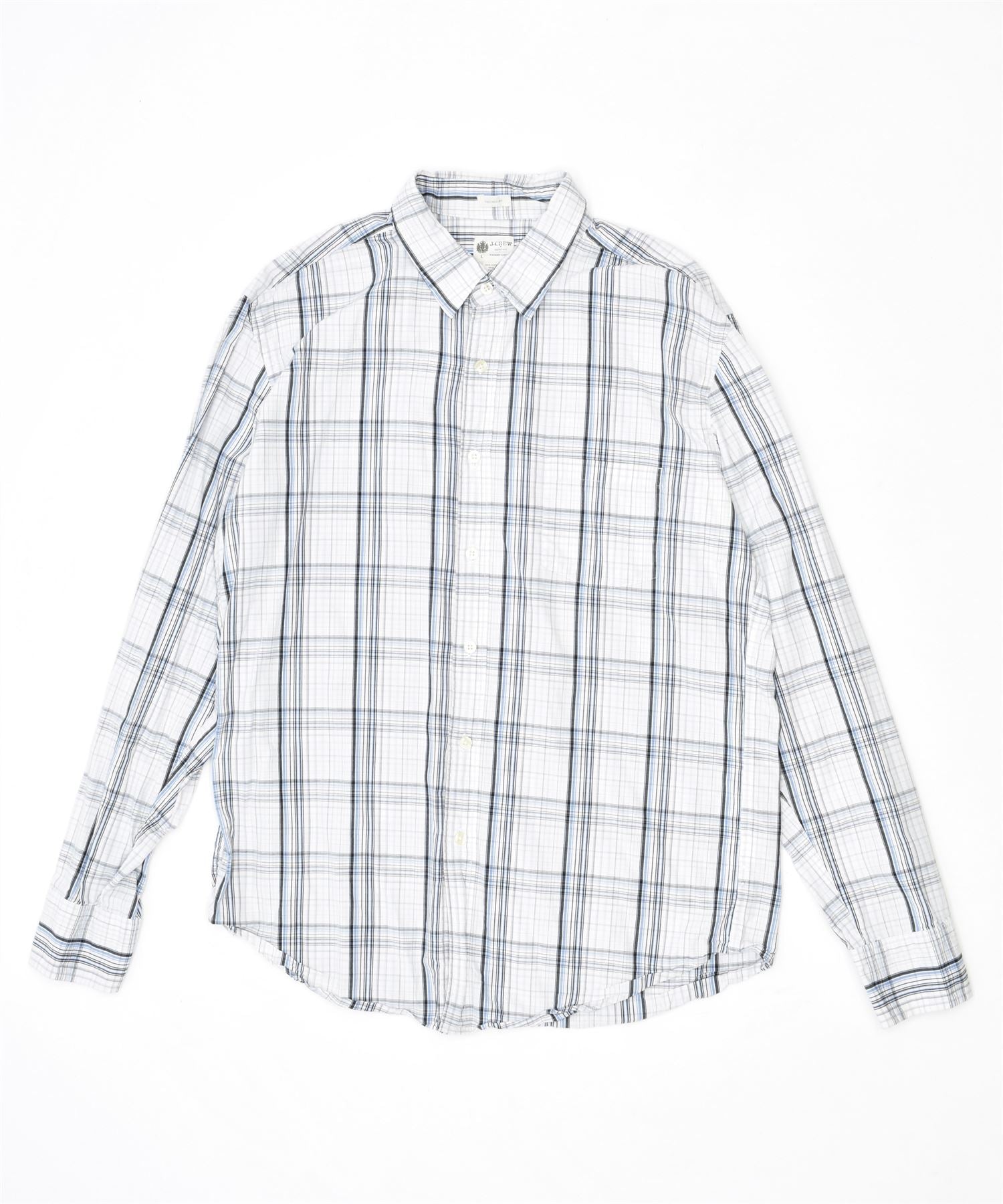 image of J. CREW Mens Tailored Fit Shirt Large White Check Cotton