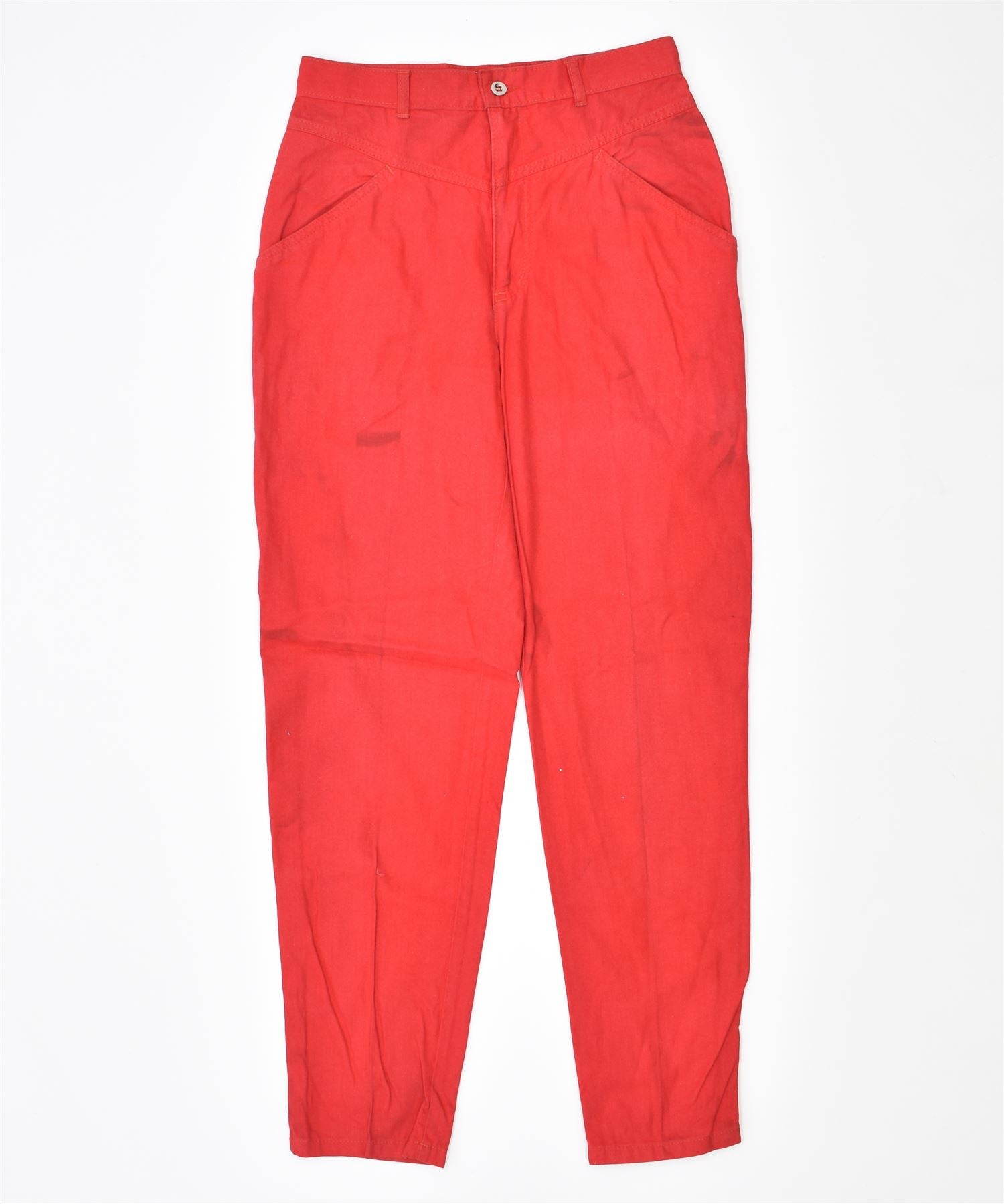 Image of BENETTON Womens Slim Casual Trousers IT 46 Large W29 L30 Red Cotton