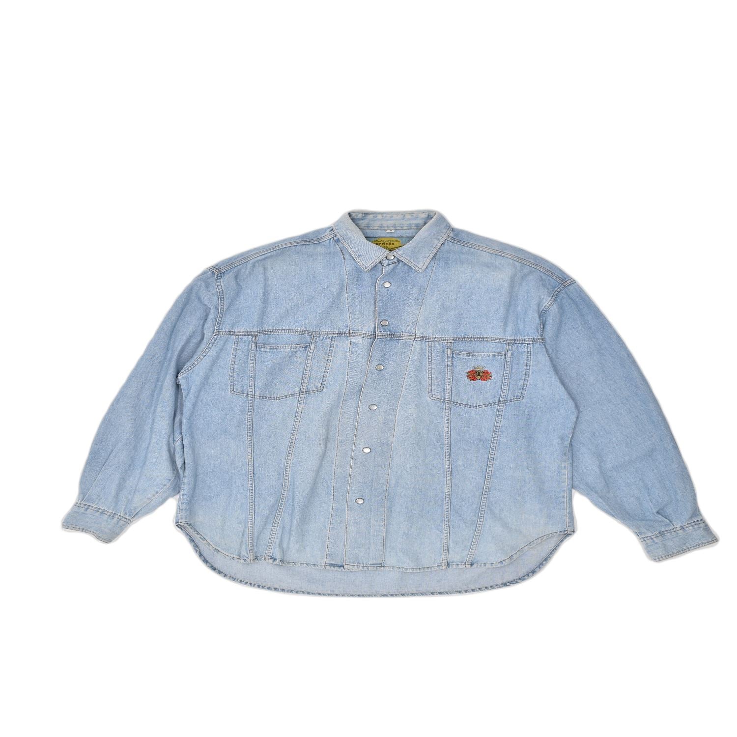 image of EXPRESS Mens Loose Fit Denim Shirt Small Blue