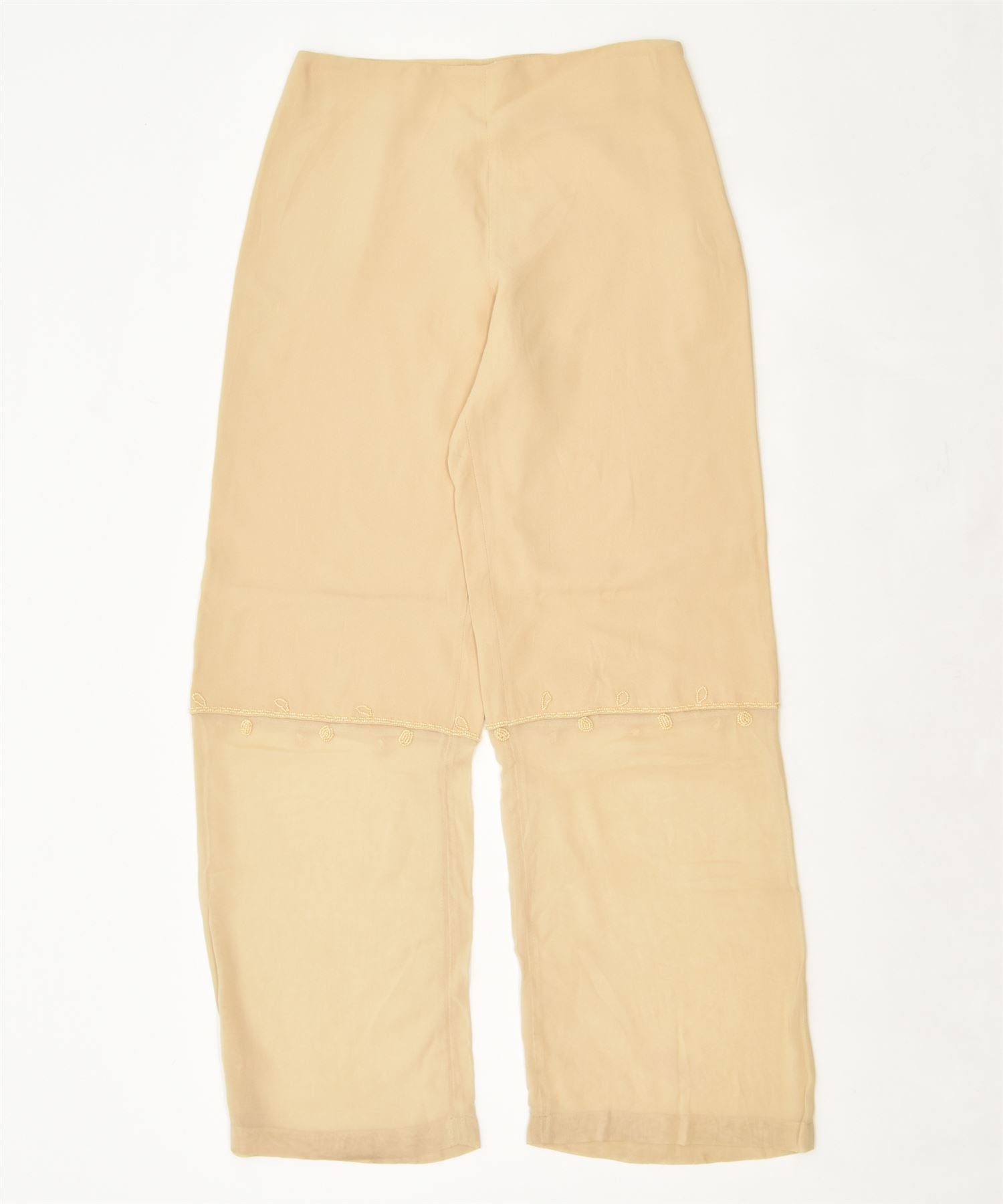 image of FLORA ROZZI Womens Wide Leg Casual Trousers IT 46 Large Beige Acetate