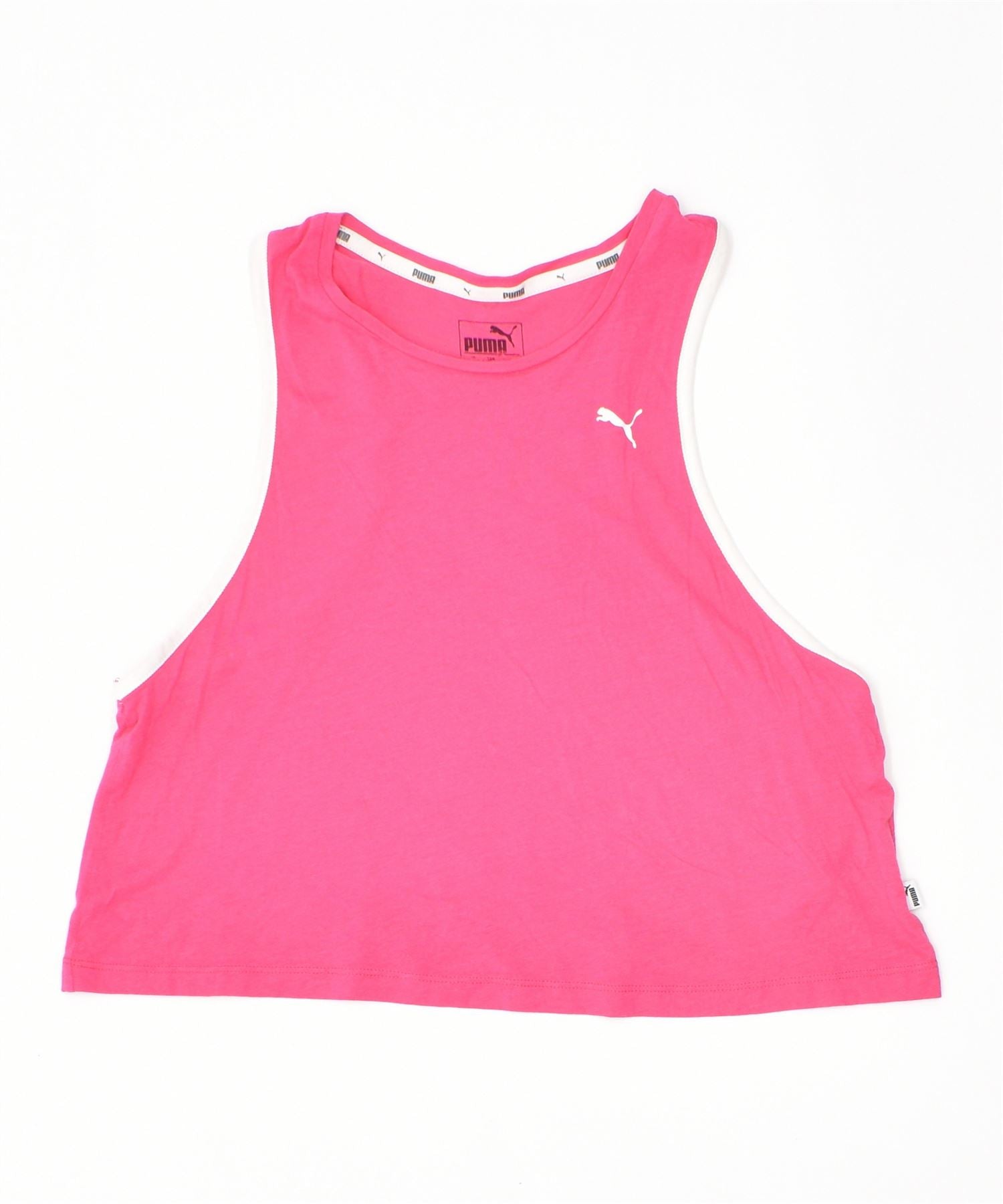 image of PUMA Womens Crop Graphic Vest Top UK 8 Small Pink Cotton