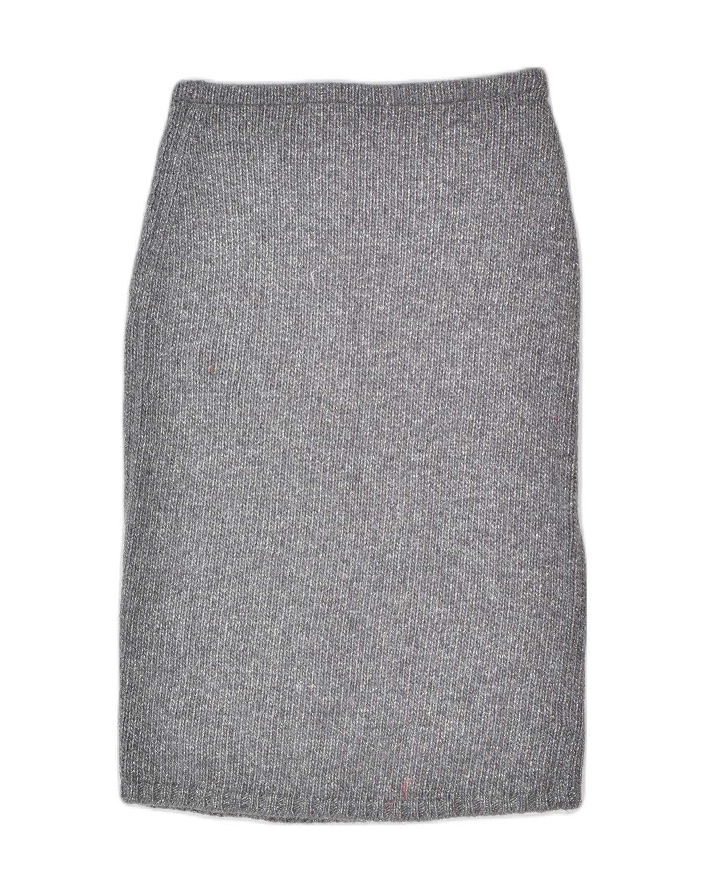 image of BENETTON Womens Loose Fit Maxi Skirt UK 10 Small W30 Grey Wool