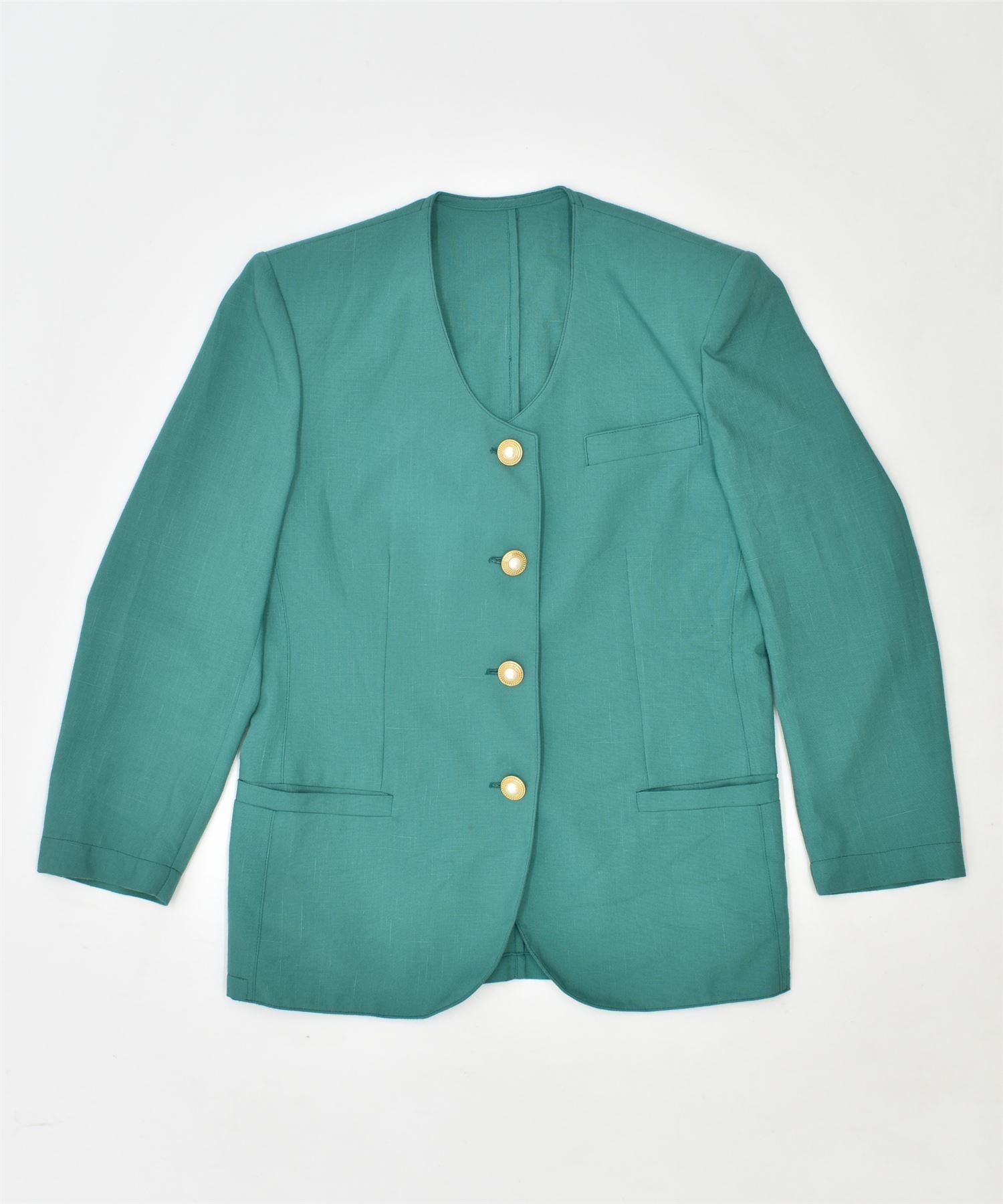 image of VINTAGE Womens 4 Button Blazer Jacket UK 14 Medium Green