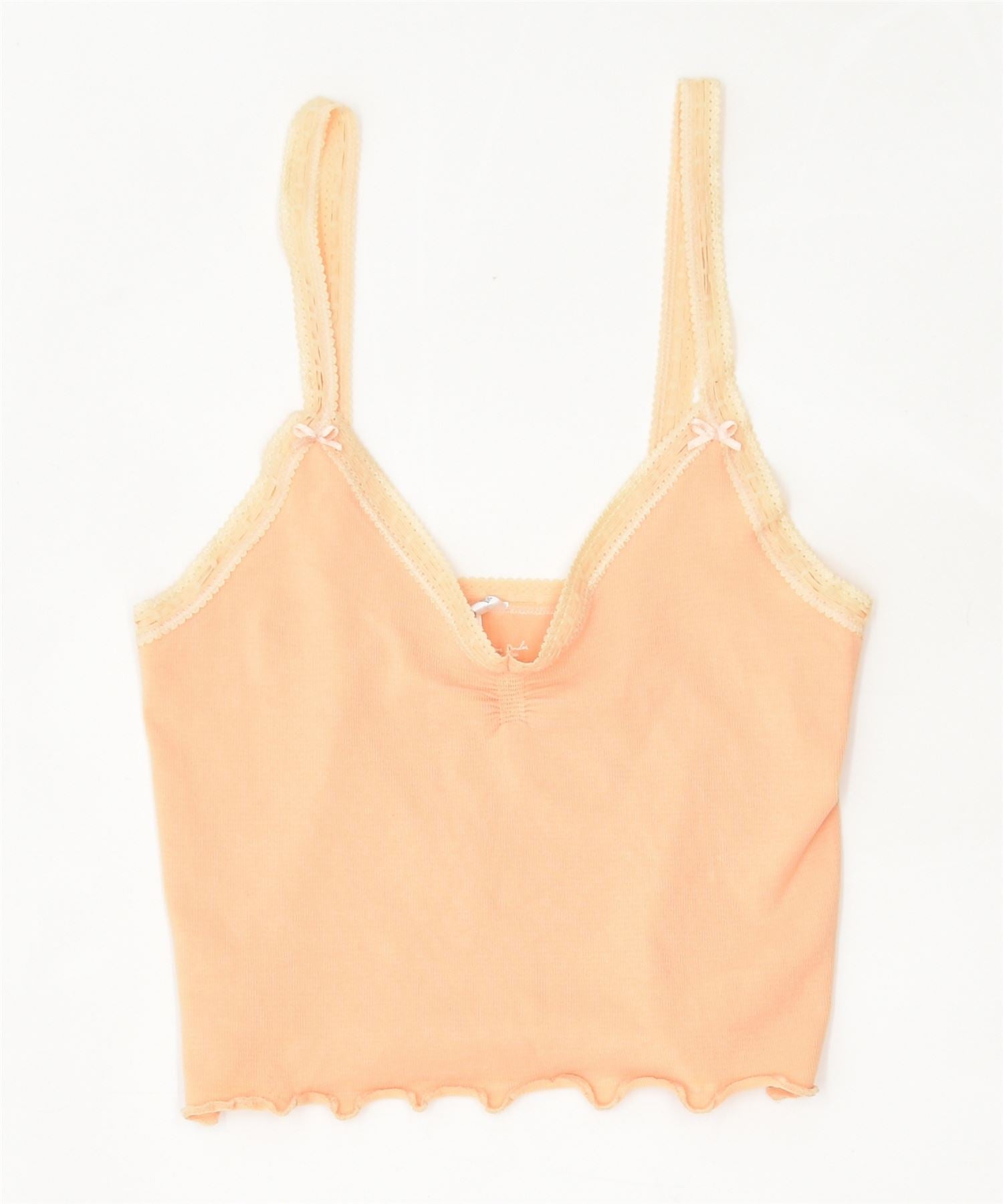 image of URBAN OUTFITTERS Womens Crop Top UK 12 Medium Orange Cotton Vintage