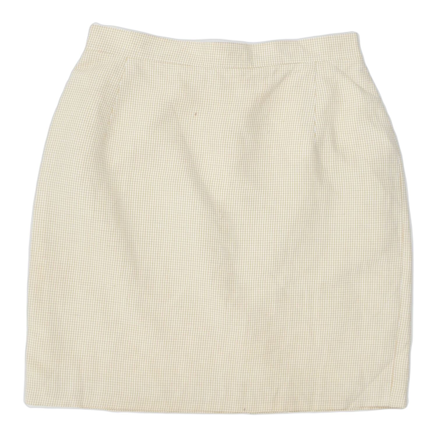 Image of WOMEN Womens Pencil Skirt EU 38 Small W26 Beige Check Viscose