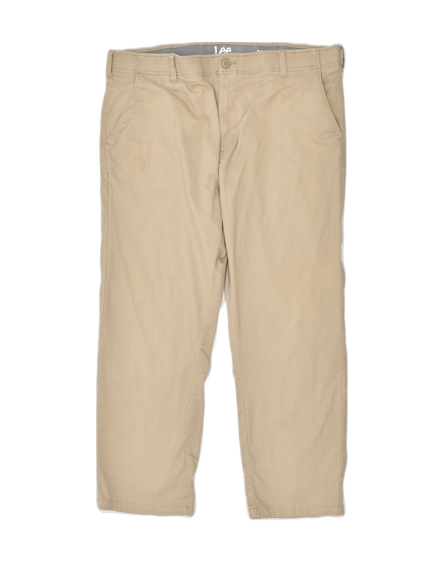 image of LEE Mens Regular Chino Trousers W40 L30 Beige Cotton