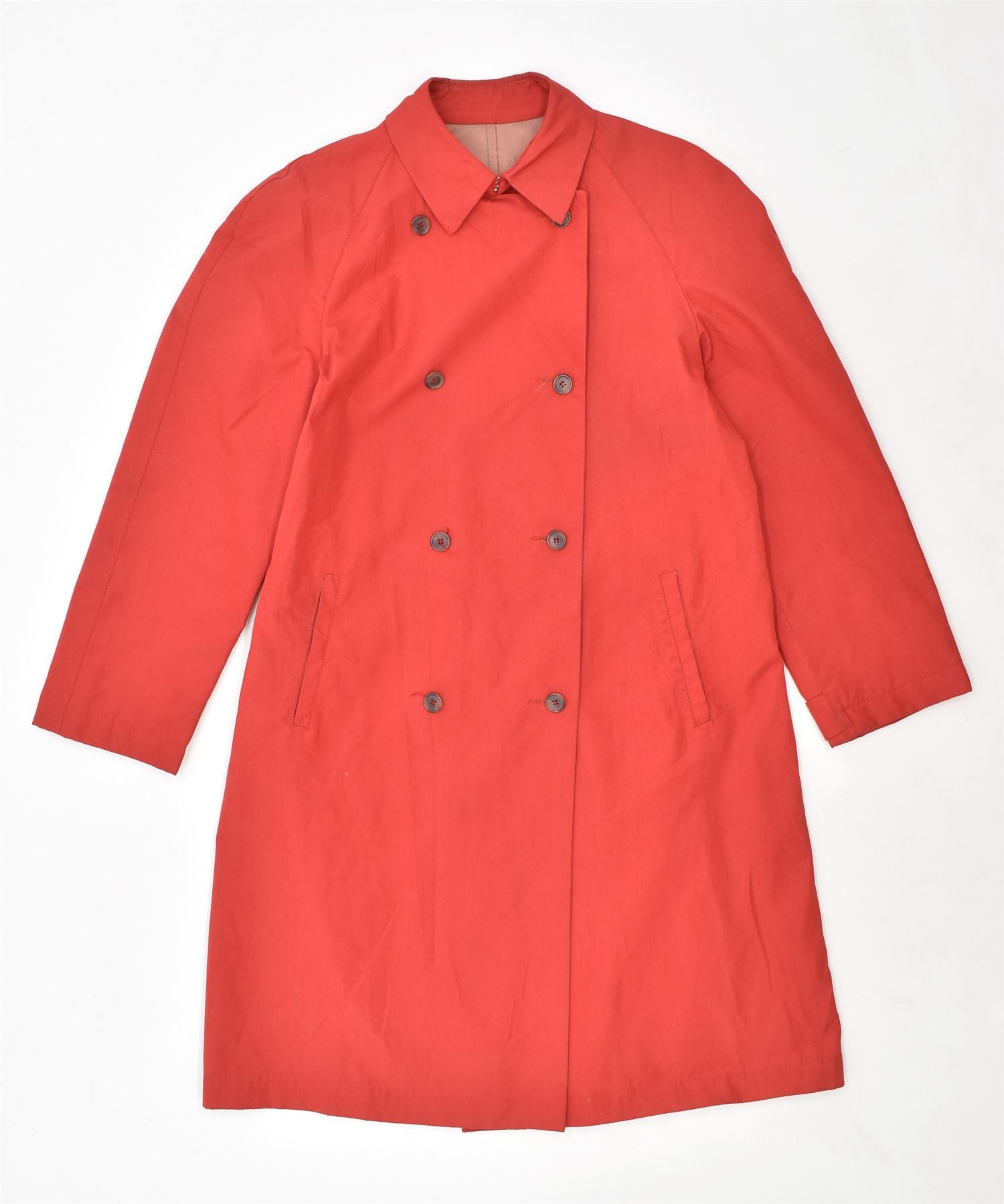 image of HENRY COTTONS Womens Double Breasted Overcoat IT 46 Large Red Polyester