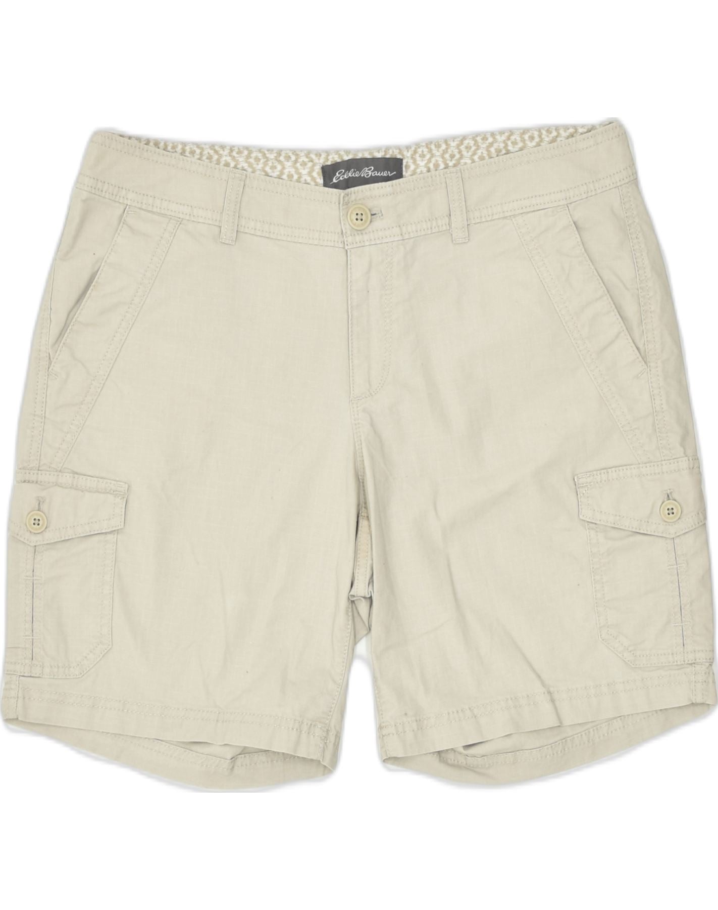 image of EDDIE BAUER Womens Cargo Shorts US 10 Large W34 Beige Cotton