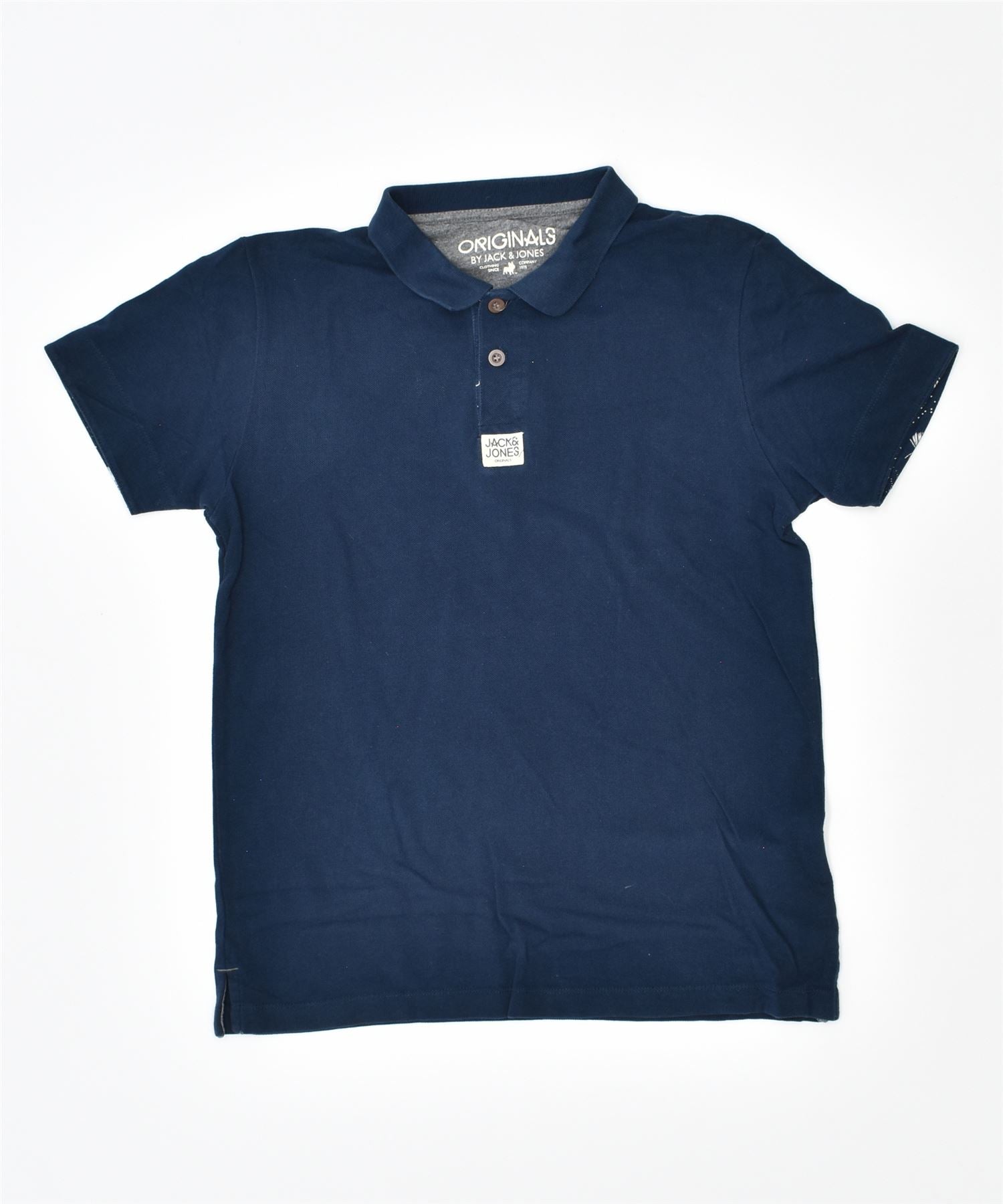 image of JACK & JONES Mens Polo Shirt Small Navy Blue Cotton