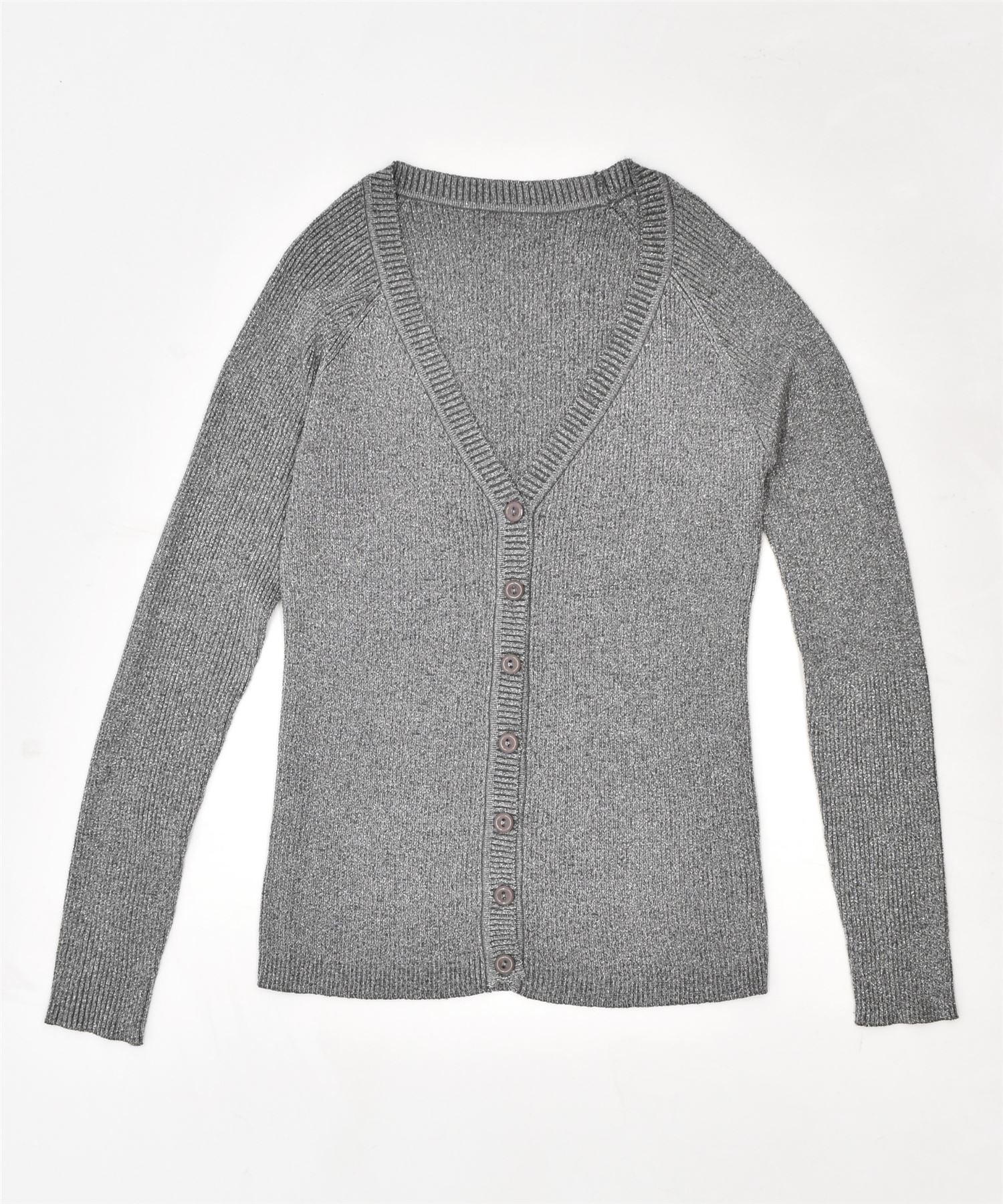 image of VINTAGE Womens Cardigan Sweater UK 8 Small Grey Acrylic