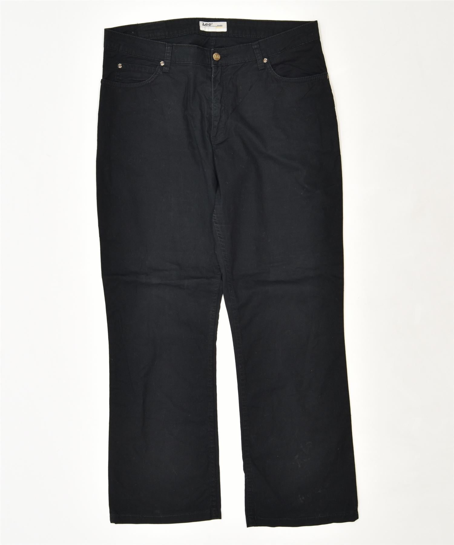 image of LEE Womens Cameron Straight Casual Trousers W36 L29 Black Cotton