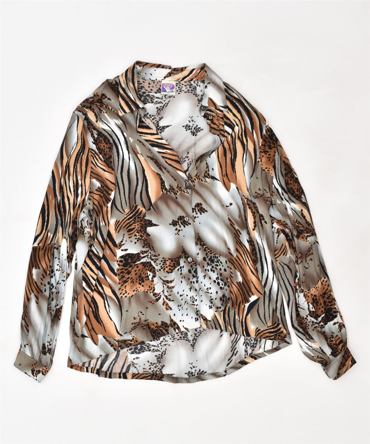 image of YESSICA Womens Long Sleeve Shirt EU 40 Medium Multicoloured Animal Print