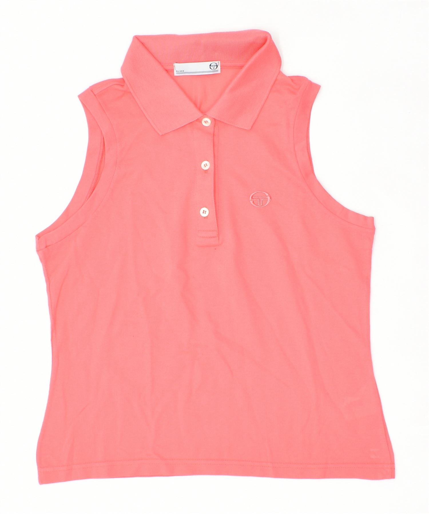 image of SERGIO TACCHINI Womens Sleeveless Polo Shirt IT 44 Medium Pink Cotton