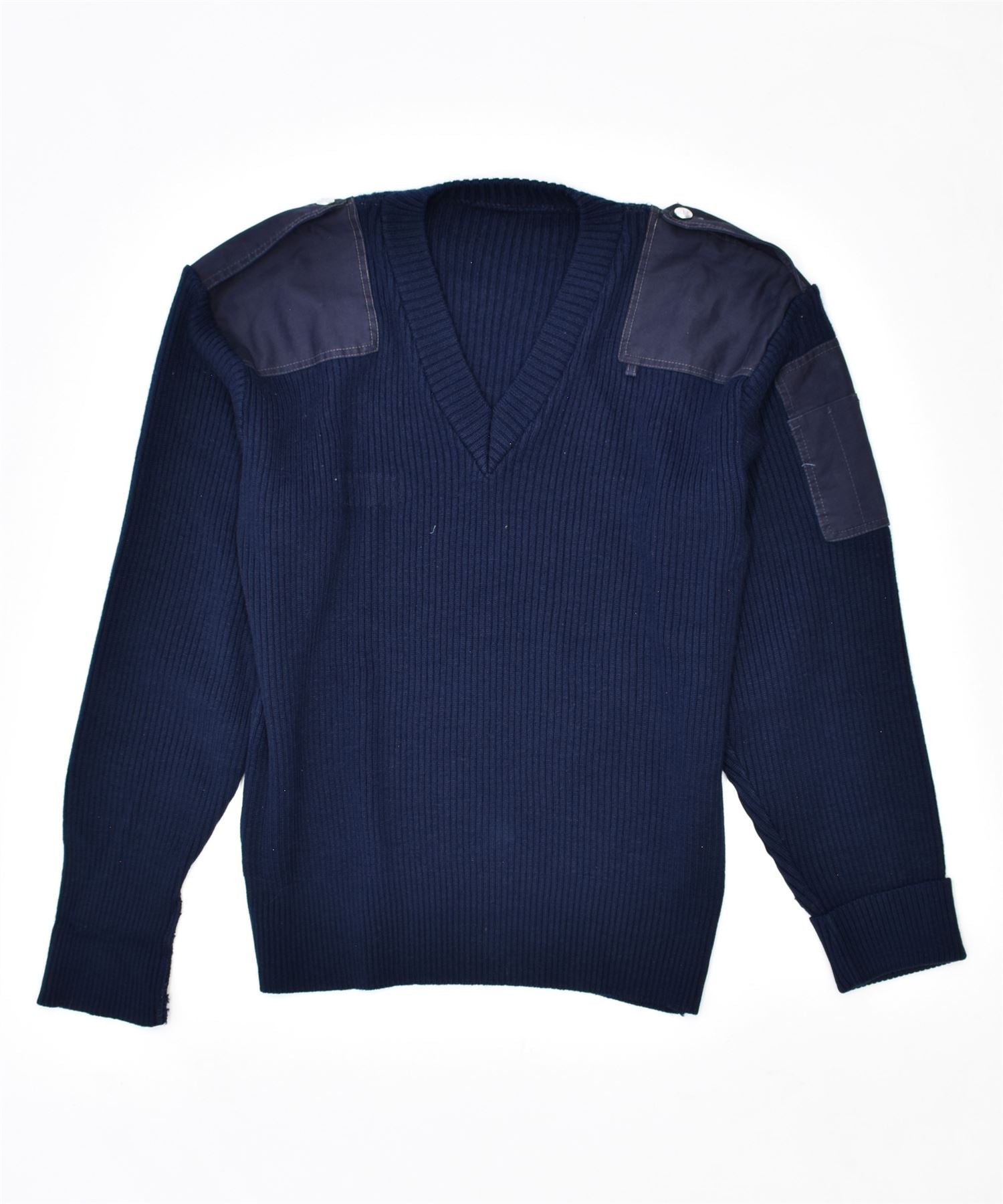 image of VINTAGE Mens V-Neck Jumper Sweater Large Navy Blue