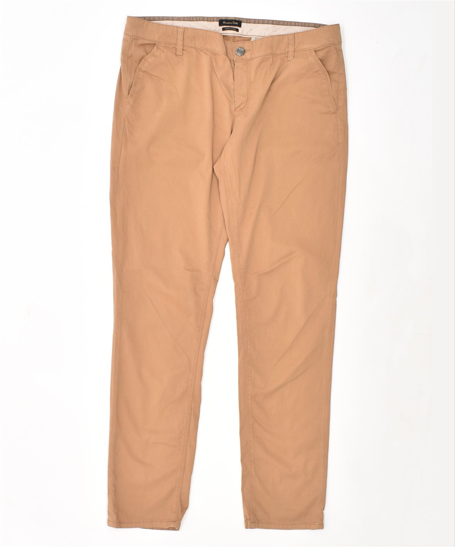 Image of MASSIMO DUTTI Womens Straight Chino Trousers W37 L31 Brown Cotton