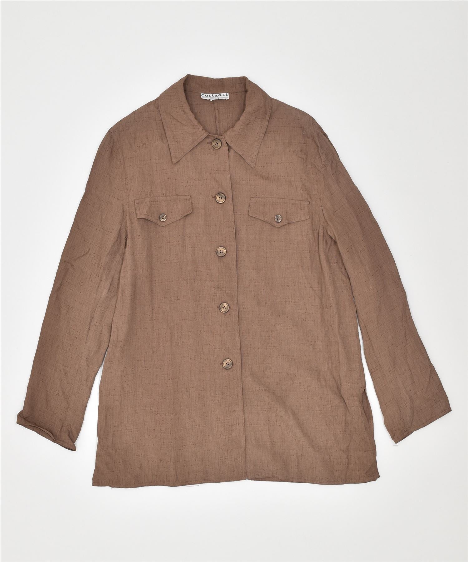 image of COLLAGES Womens Shirt IT 46 Large Brown Viscose Vintage