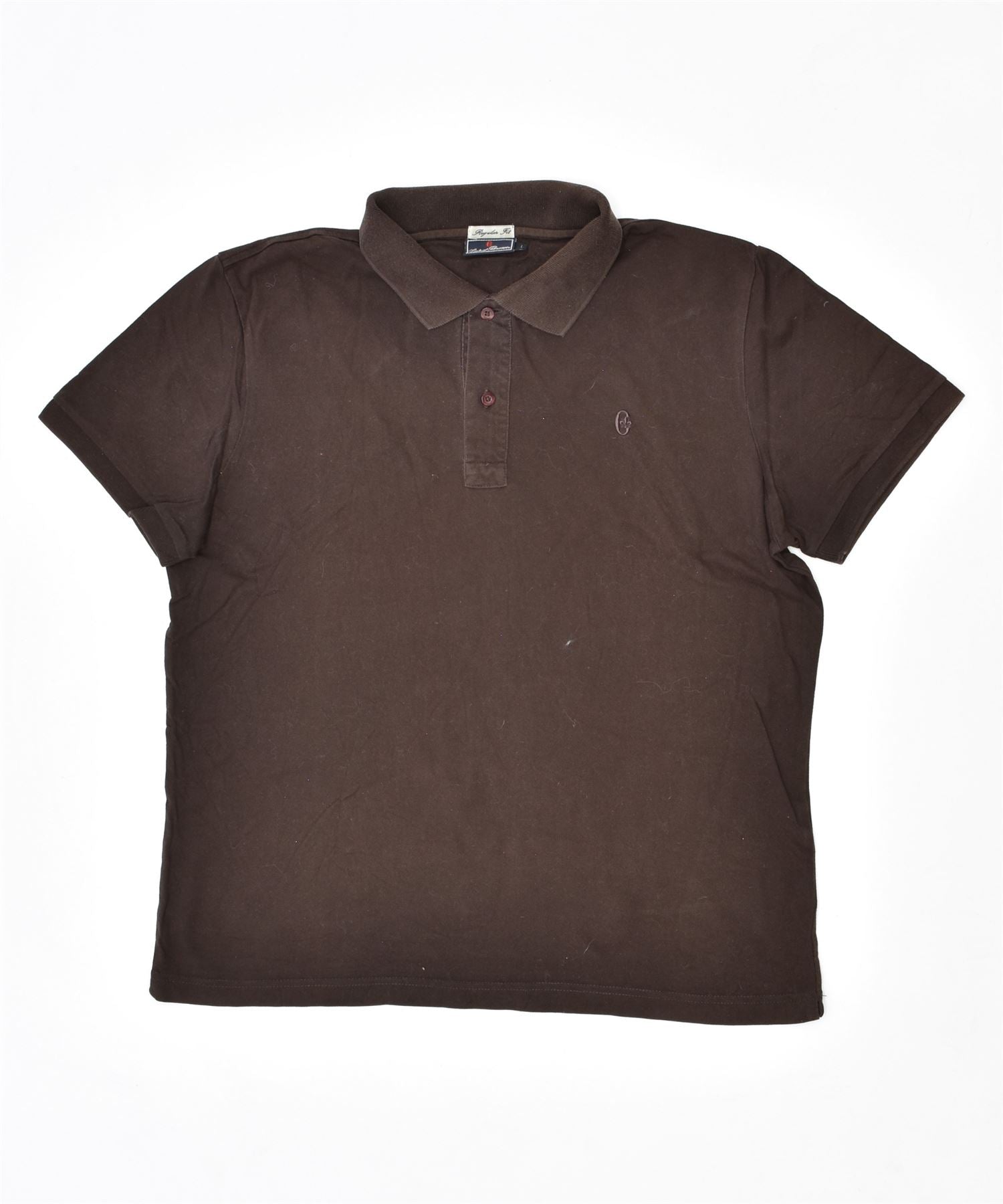 image of CONTE OF FLORENCE Mens Polo Shirt Large Brown Cotton