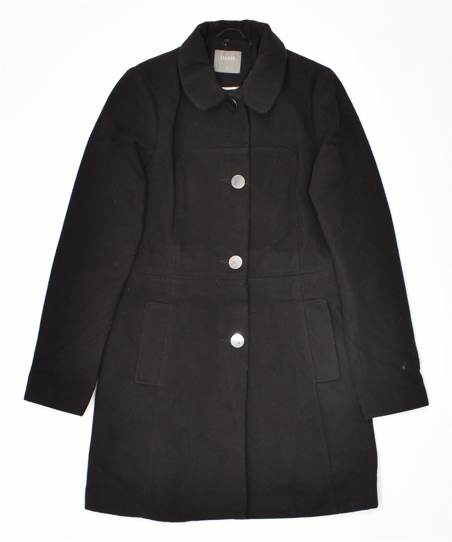 Image of OASIS Womens Overcoat UK 10 Small Black Polyester