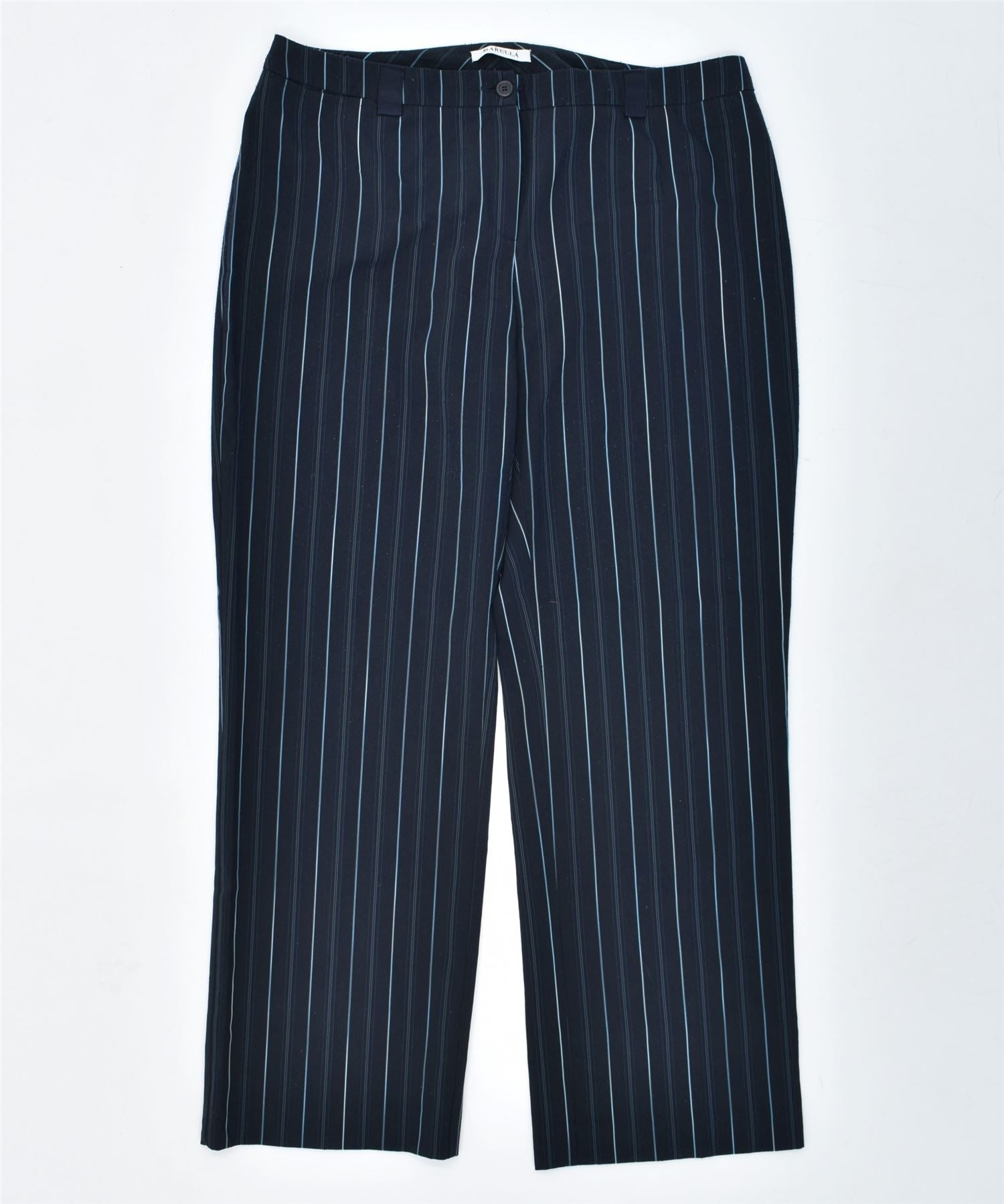 image of MARELLA Womens Straight Suit Trousers W34 L30 Navy Blue Pinstripe