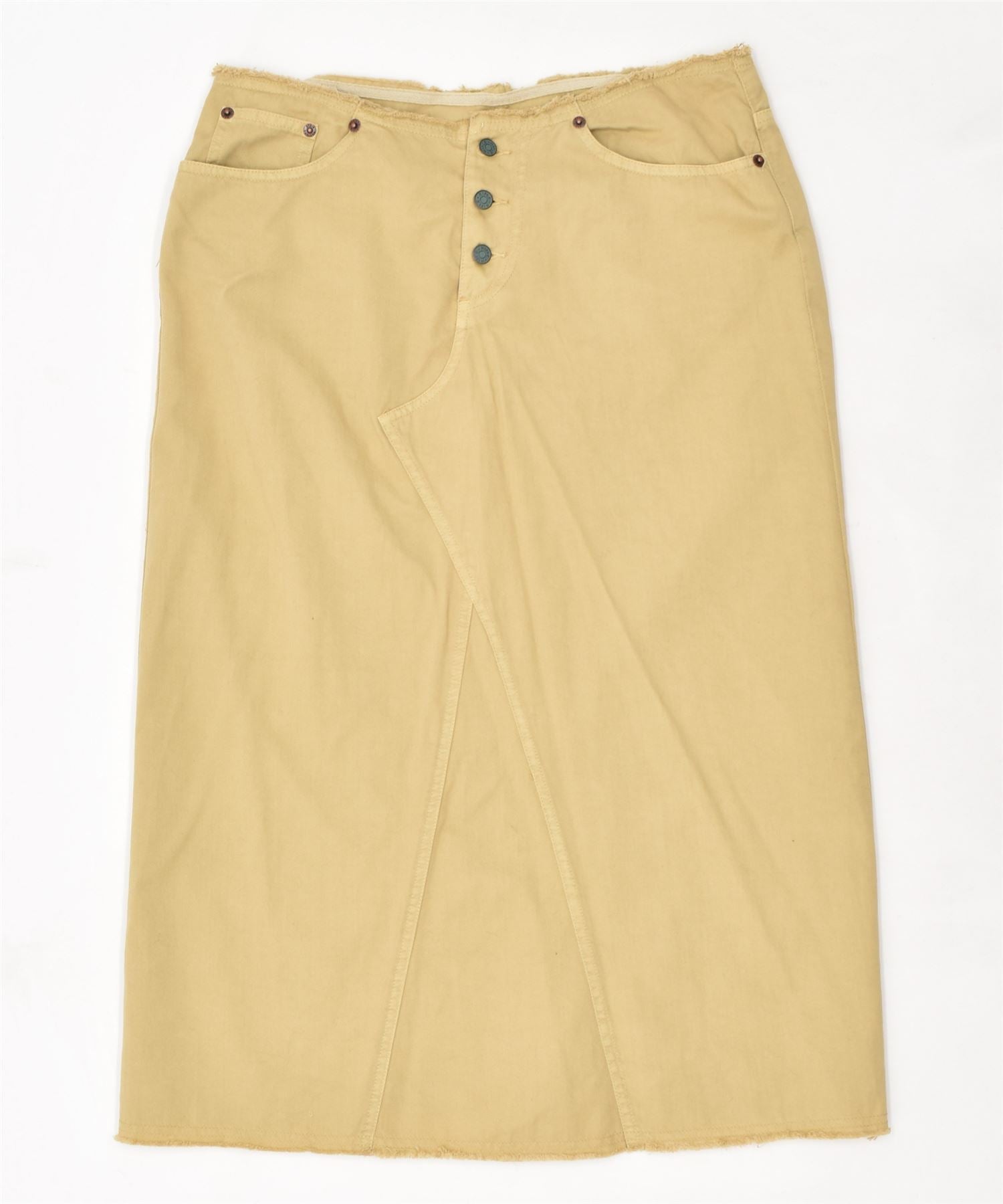 Image of RIFLE Womens Midi Skirt W30 Medium Beige Cotton