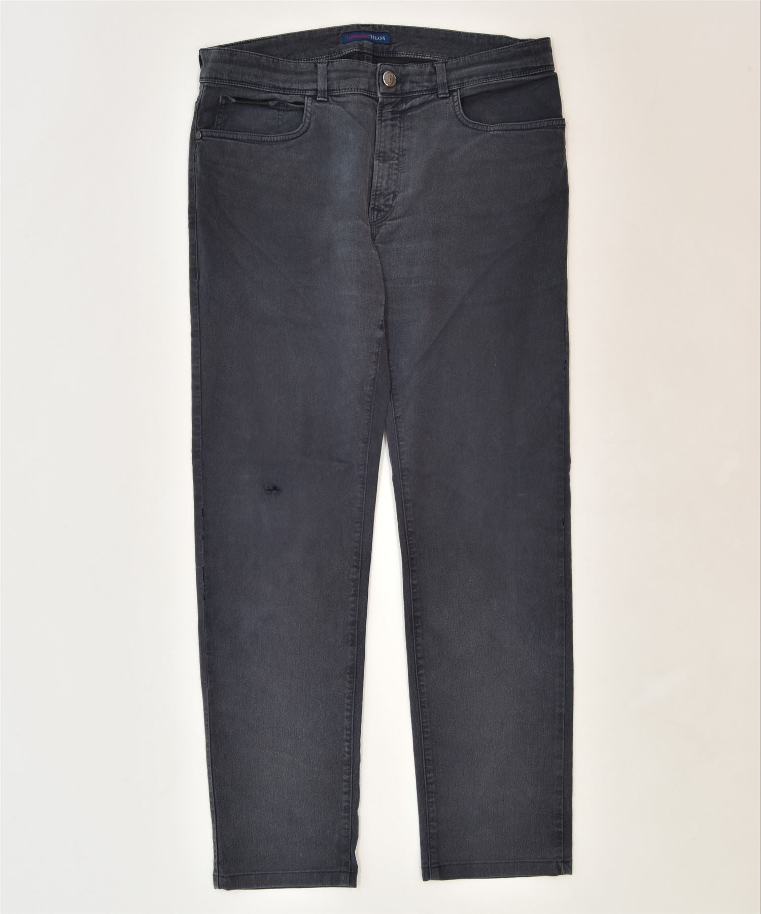 image of TRUSSARDI Mens Slim Jeans W35 L30 Navy Blue Cotton Classic