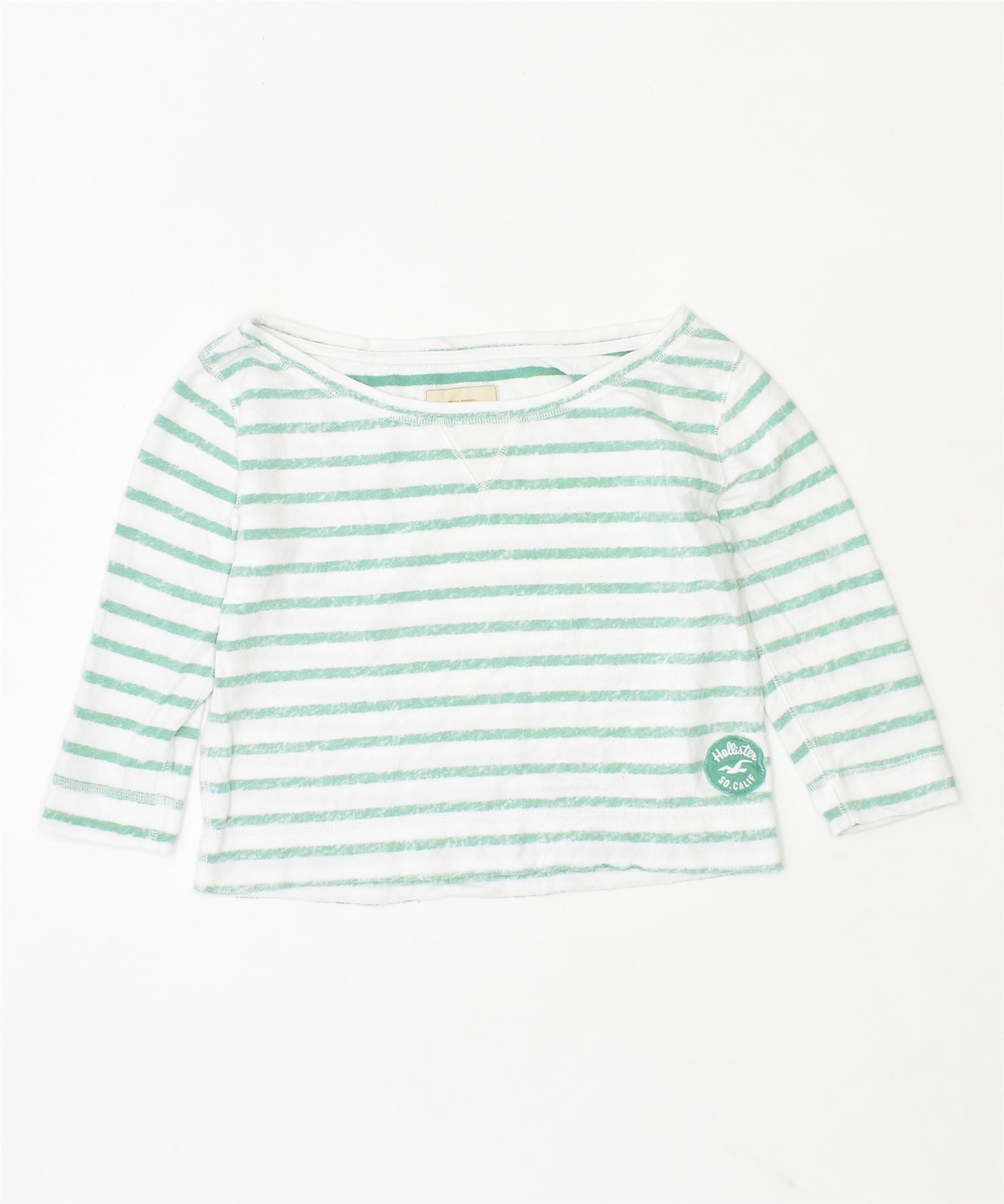 Image of HOLLISTER Womens Sweatshirt Jumper UK 14 Medium Green Striped