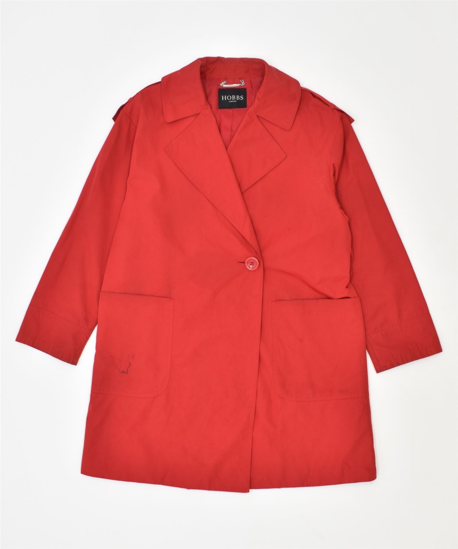 image of HOBBS Womens Double Breasted Overcoat UK 16 Large Red Polyester