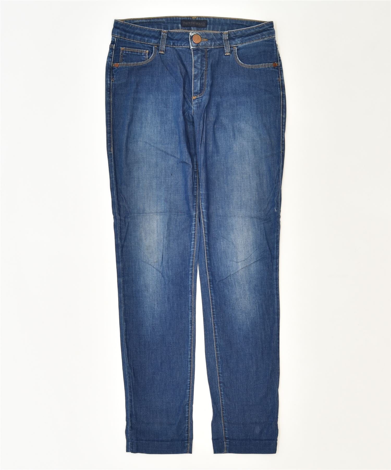 Image of TRUSSARDI Womens Slim Jeans W28 L28 Navy Blue Cotton Classic