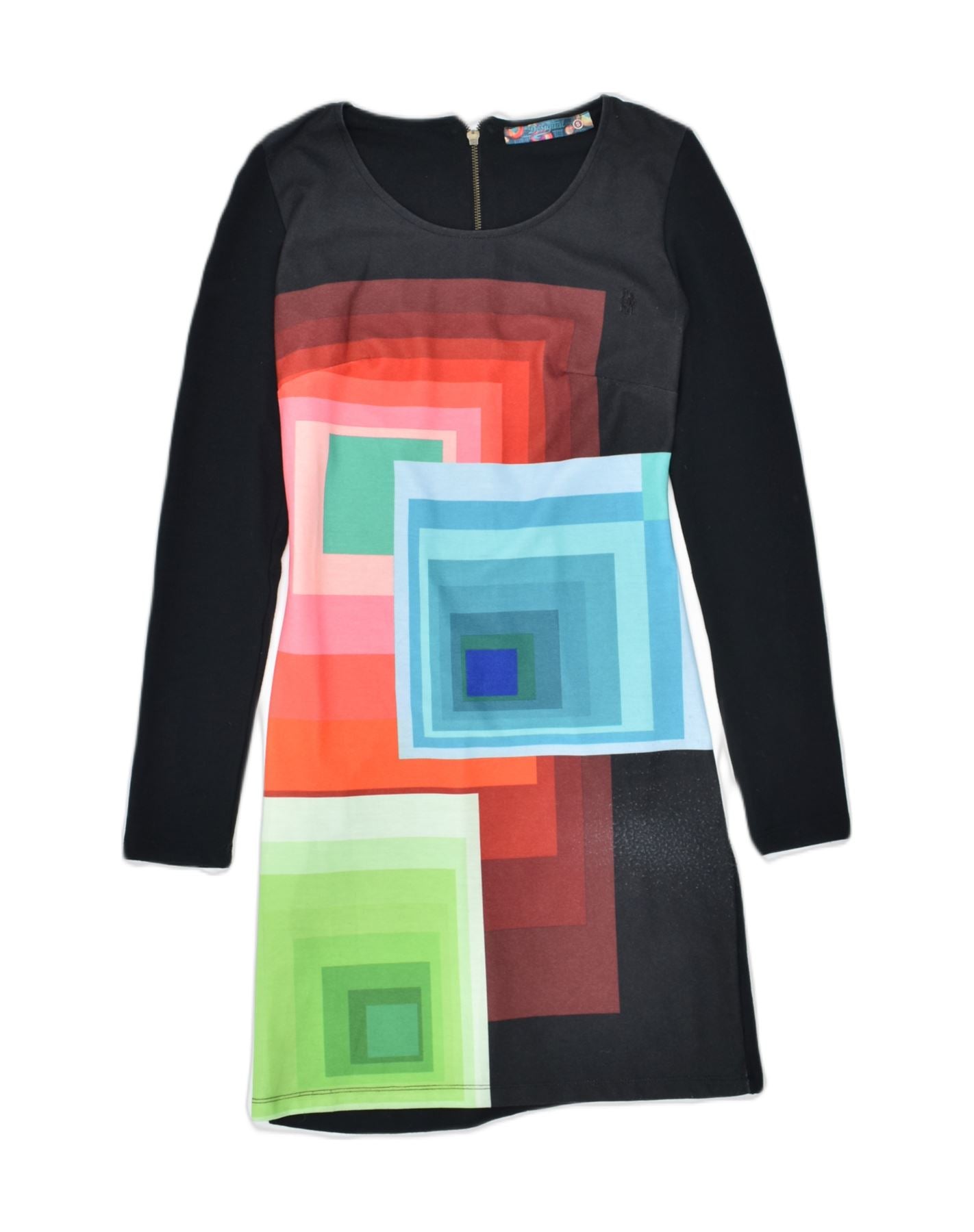 image of DESIGUAL Womens Shift Dress UK 8 Small Multicoloured Geometric Polyester