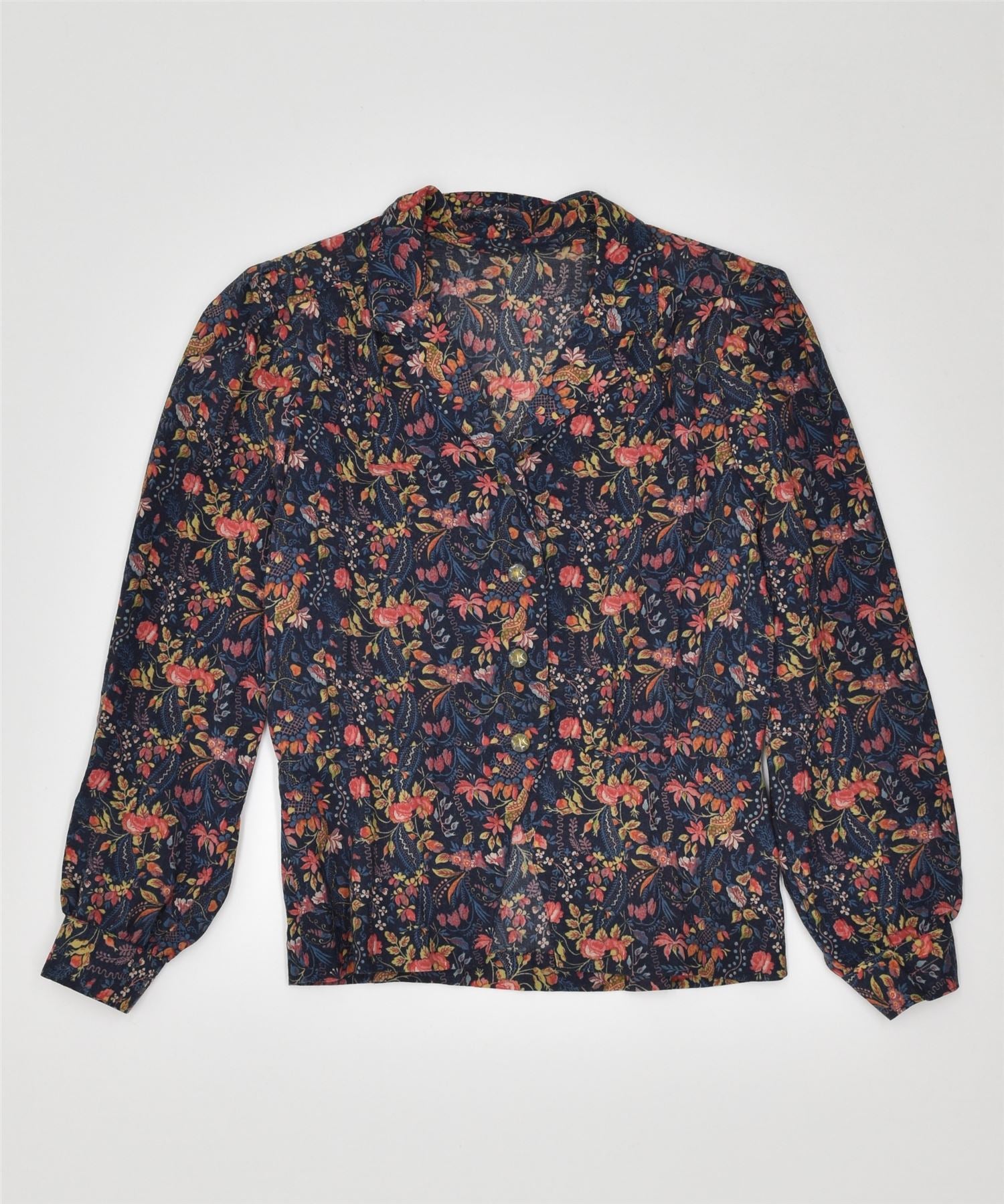 image of VINTAGE Womens 3 Button Blazer Jacket UK 14 Medium Multicoloured Floral