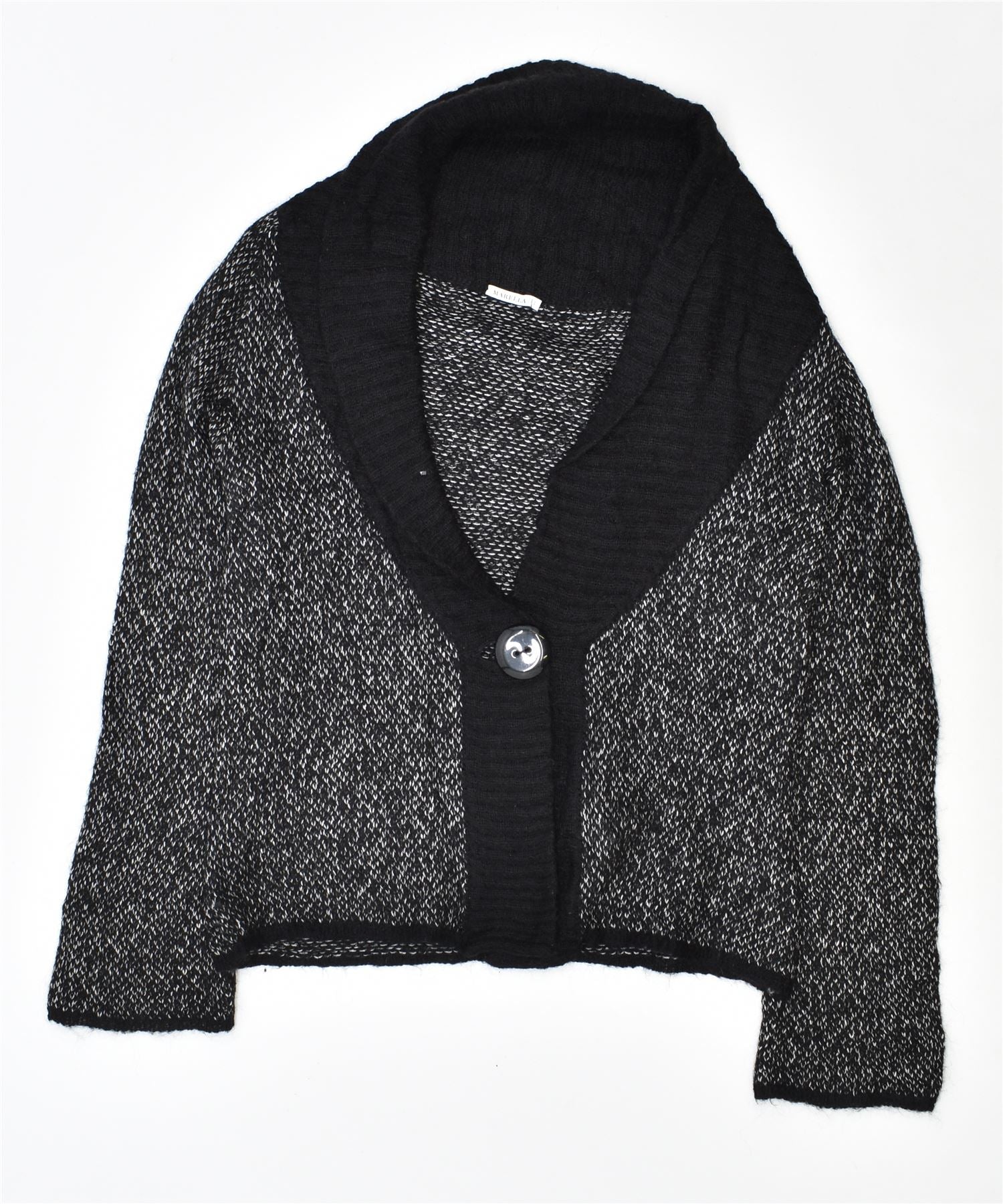 image of MARELLA Womens Cardigan Sweater UK 16 Large Black Flecked Acrylic