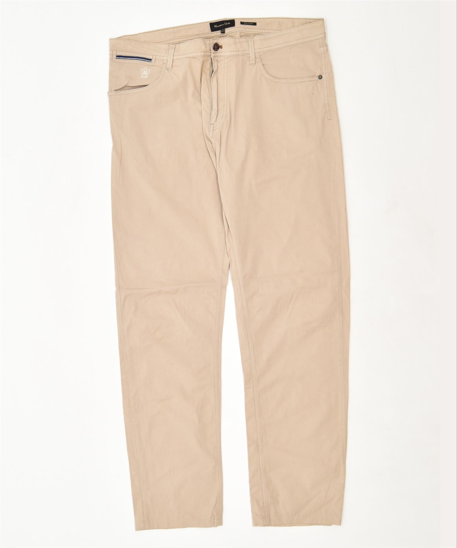 image of MASSIMO DUTTI Mens Straight Casual Trousers W34 L31 Beige Cotton