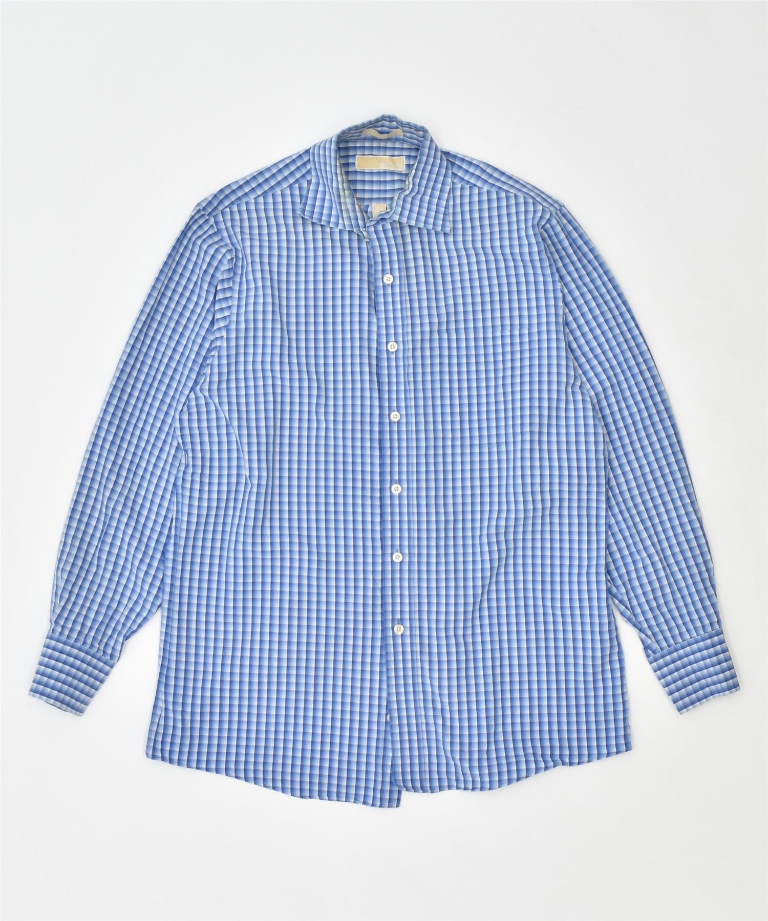 image of MICHAEL KORS Mens Shirt Size 15 1/2 Medium Blue Check