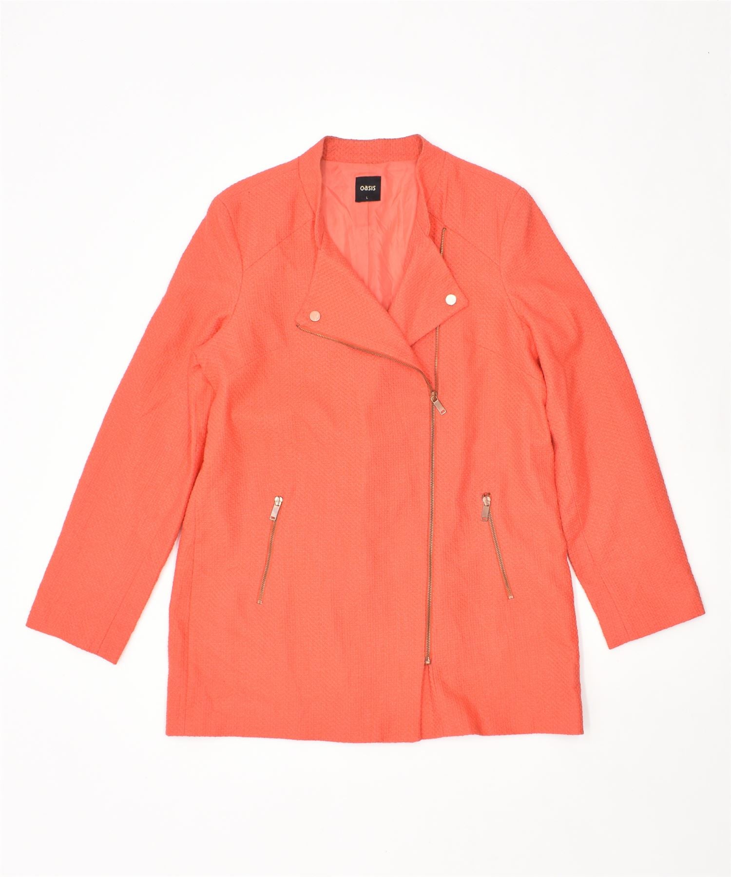 image of OASIS Womens Coat UK 14 Large Orange Cotton