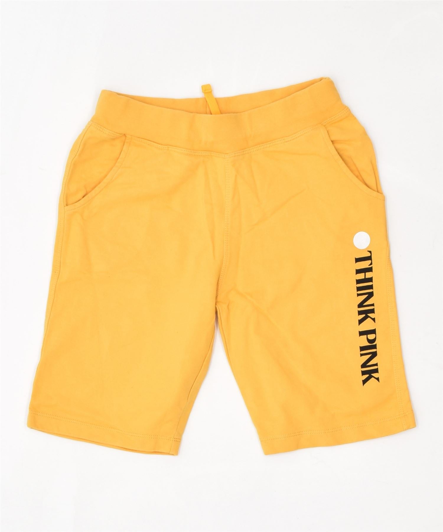 image of THINK PINK Boys Graphic Casual Shorts 7-8 Years Medium W24 Yellow Cotton