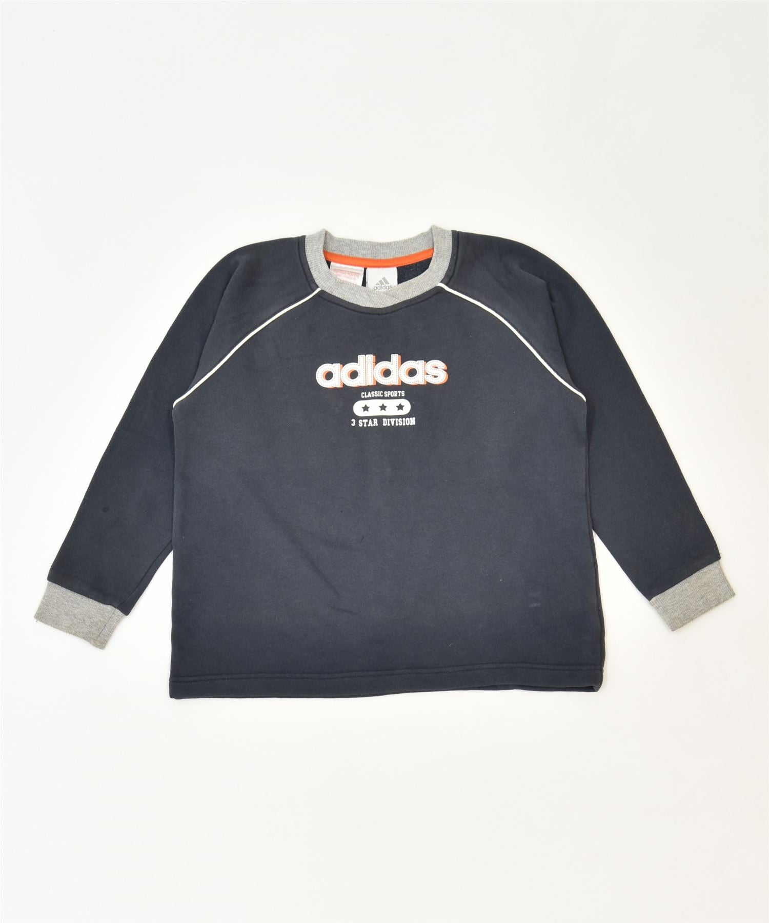 ADIDAS Boys Graphic Sweatshirt Jumper 7-8 Years Navy Blue Cotton Sports