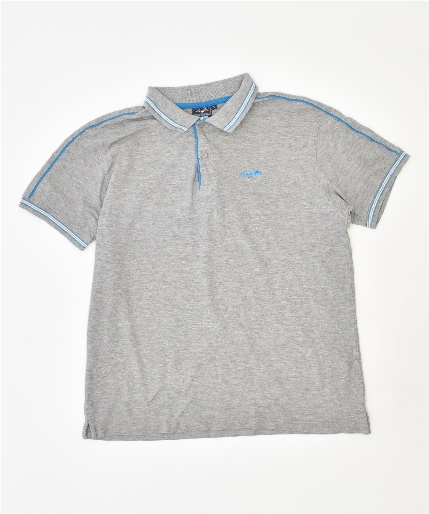 image of LOTTO Mens Polo Shirt Large Grey Cotton