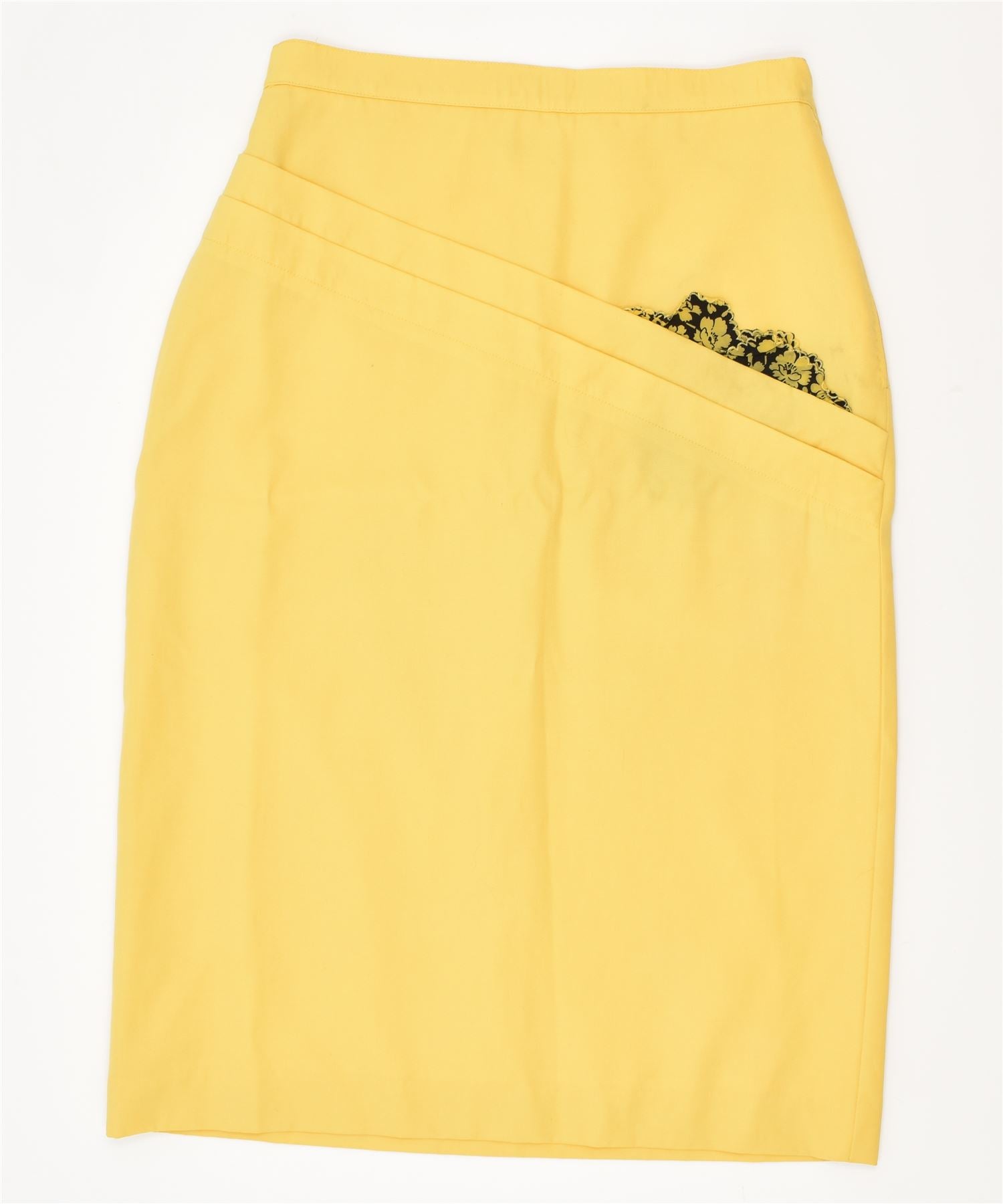 image of VINTAGE Womens Straight Midi Skirt W28 Medium Yellow