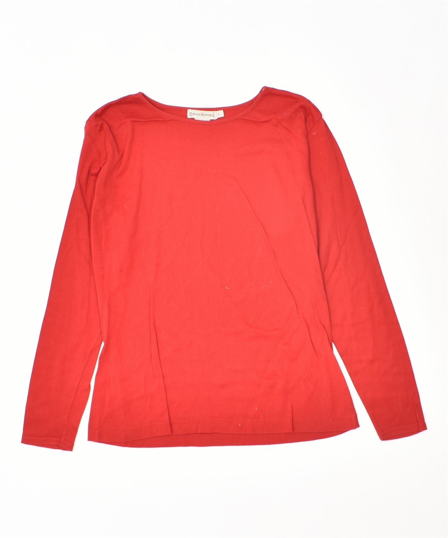 Image of BANANA REPUBLIC Womens Top Long Sleeve UK 16 Large Red Cotton